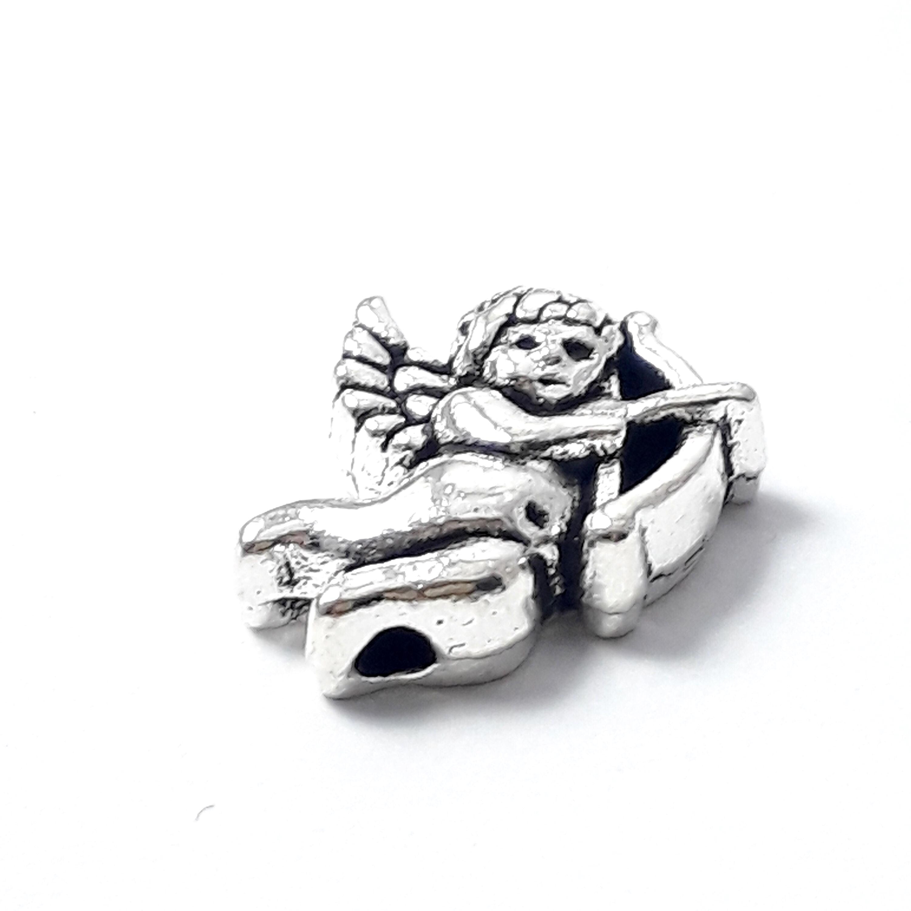 Cupid Cherub Antique Silver 12x10mm - 10pcs