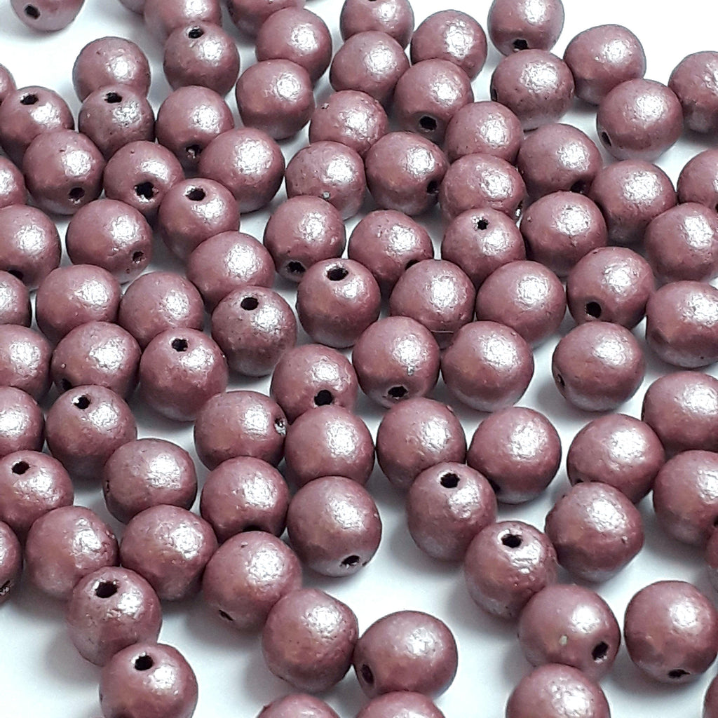 Metallic Purple Czech Glass Round 6mm - 30pcs