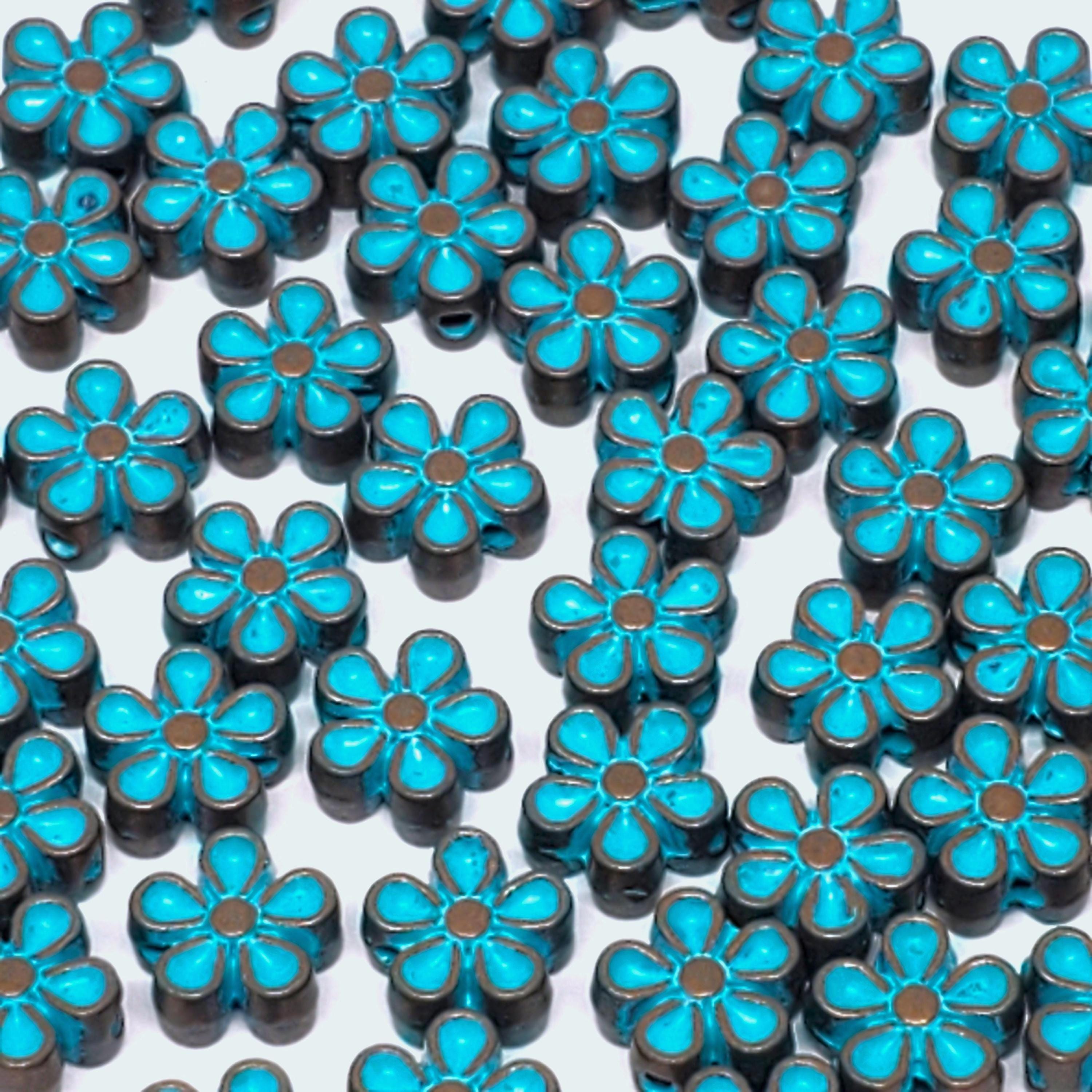 Copper Patina Flower 7mm - 20pcs