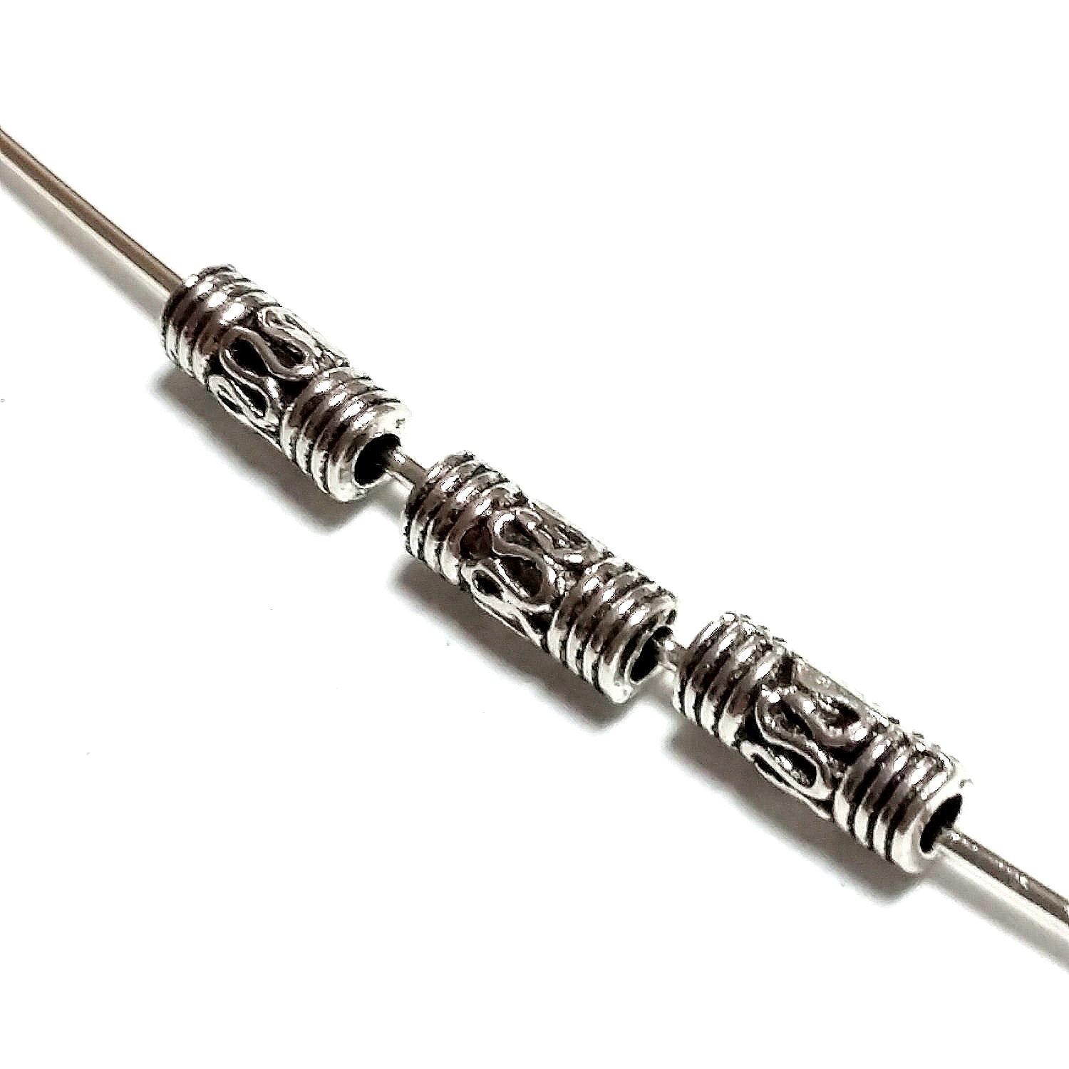 Slim Tube Antique Silver 8x3mm - 50pcs