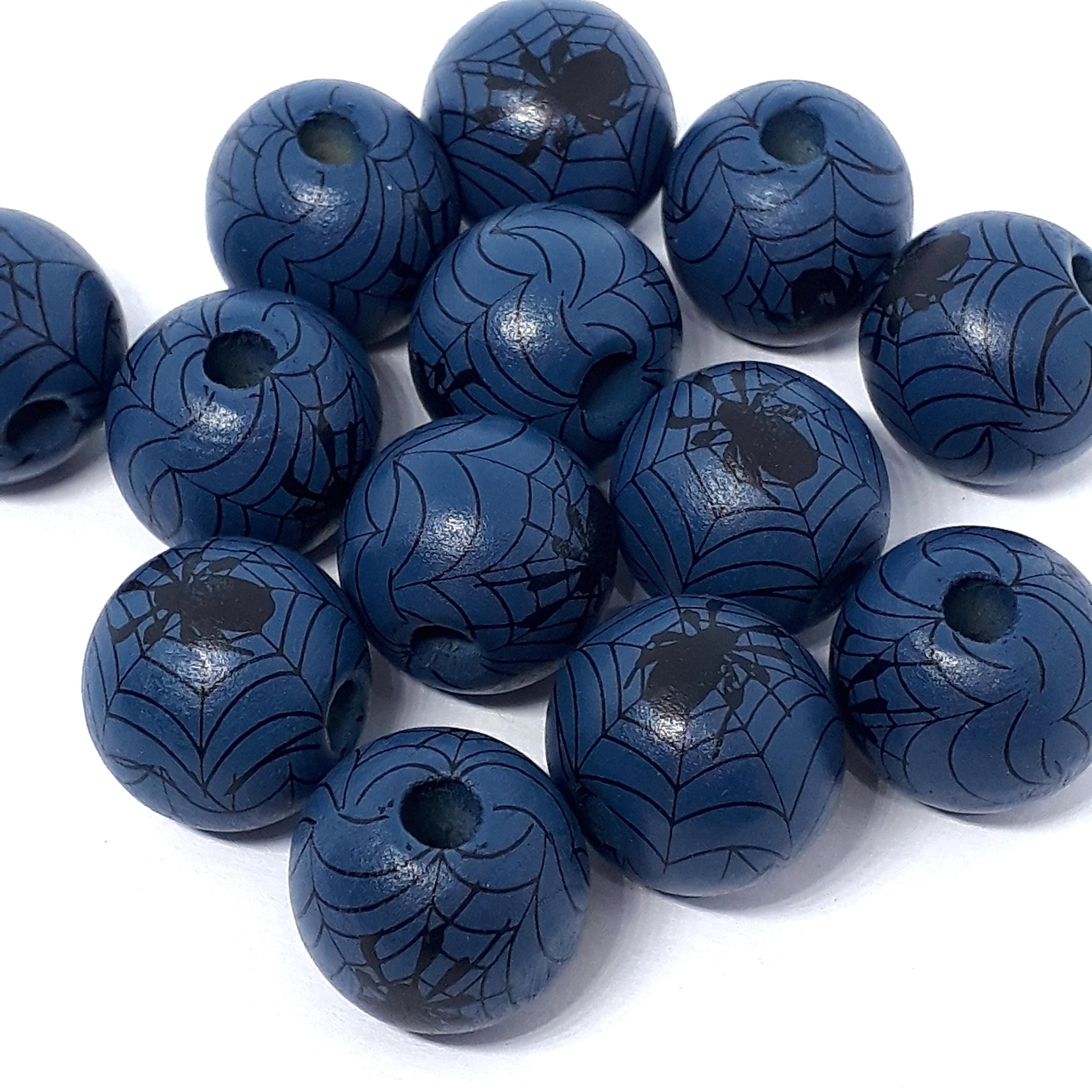 Spider Web Dark Blue Wood 16x15mm - 5pcs