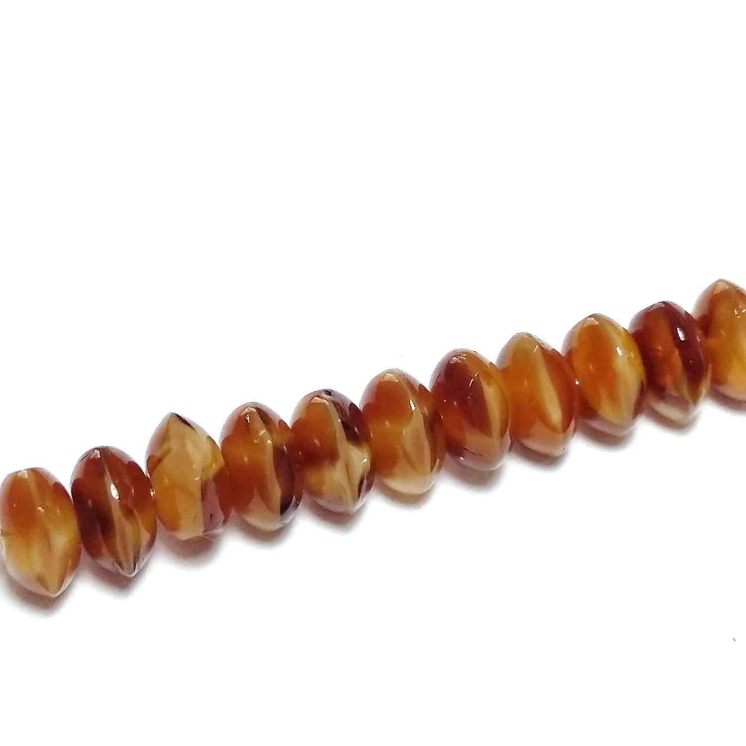 3-Cut Caramel Czech Glass Rondelle 4x7mm - 10pcs