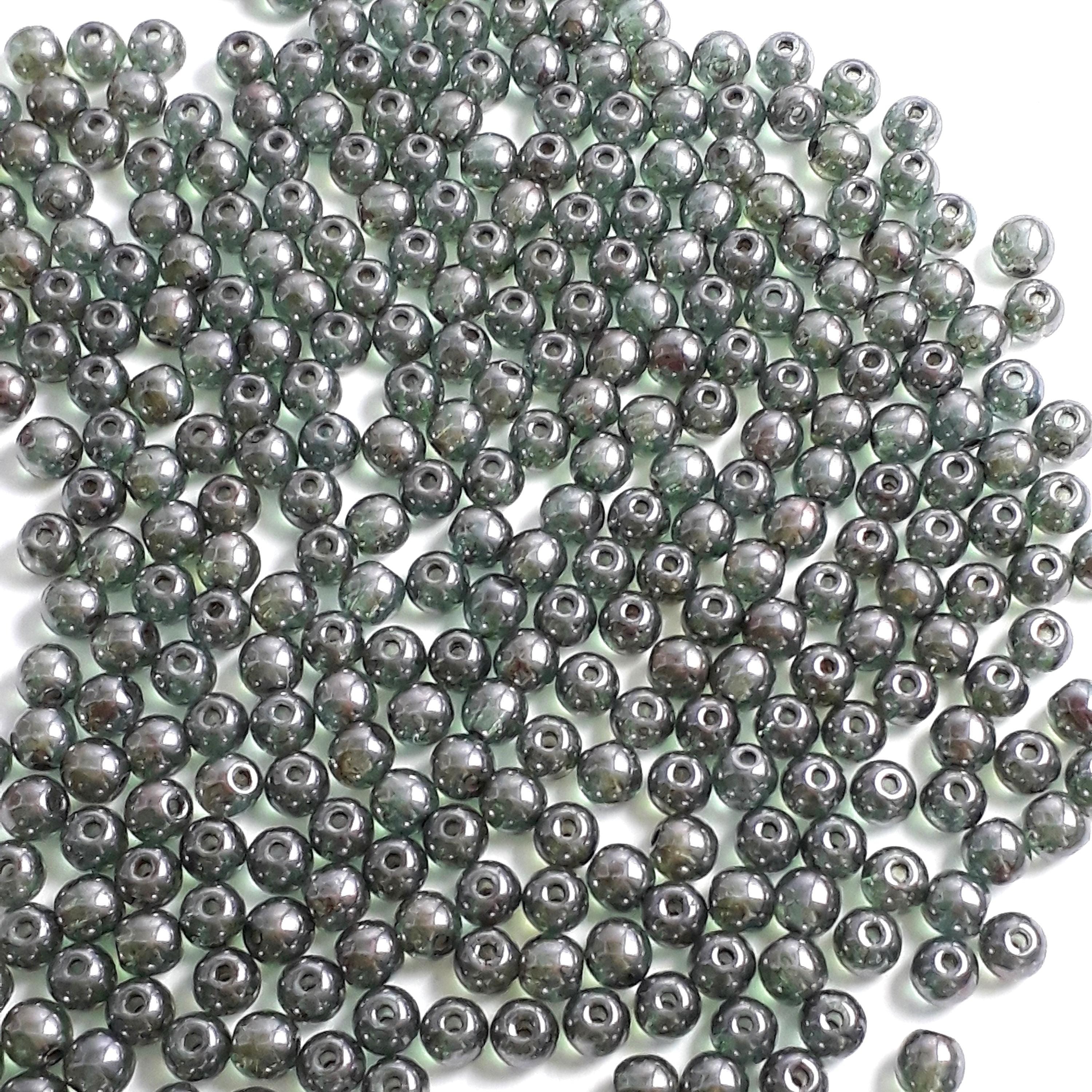 Green Lustre Round Czech Glass 3mm - 120pcs