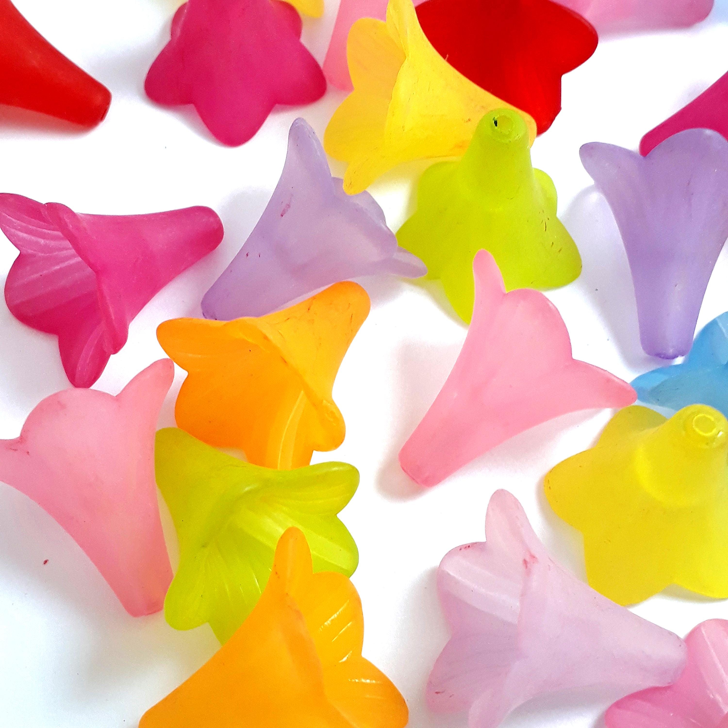 Frosted Acrylic Bell Flower Mixed Colour 22x21mm - 10pcs