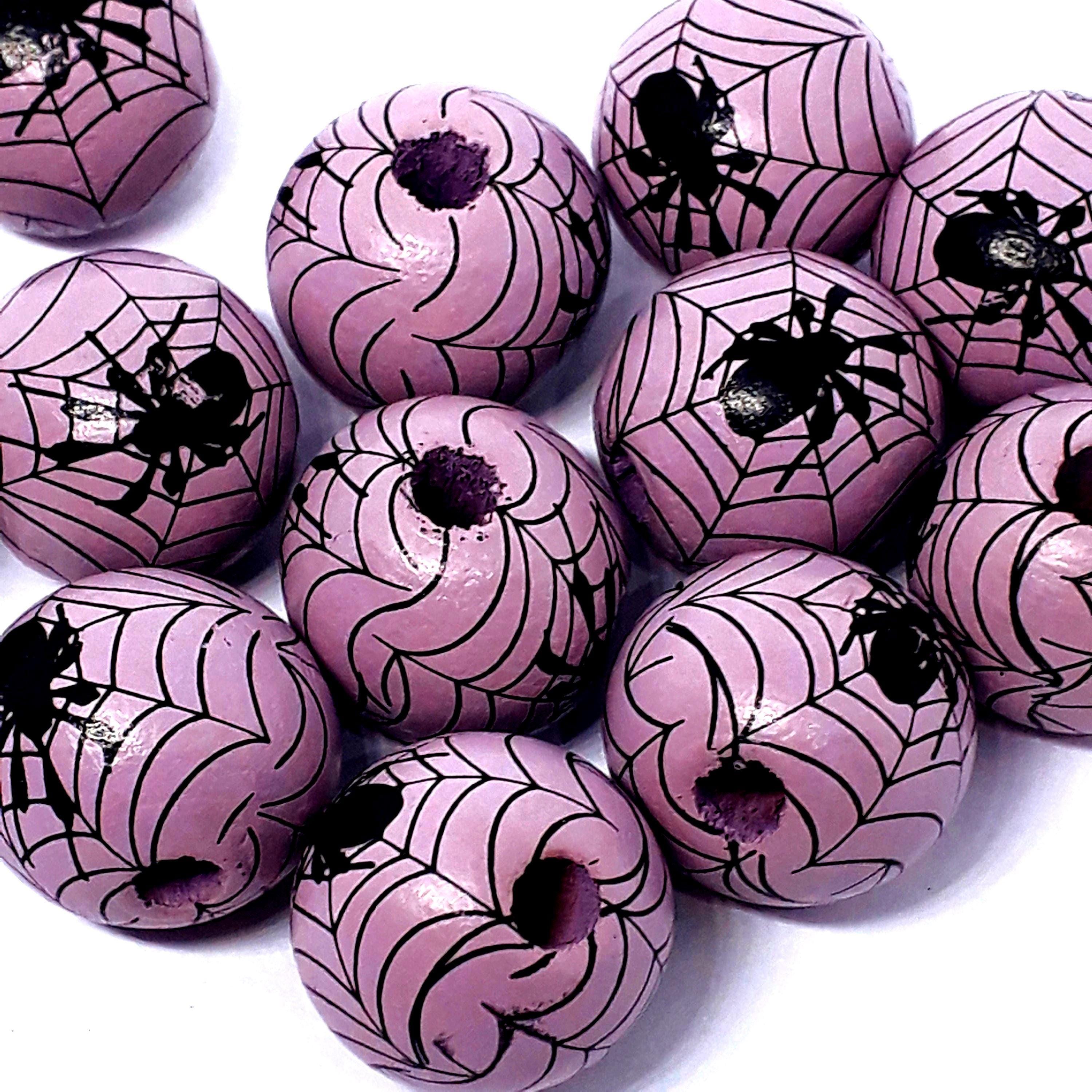 Spider Web Purple Wood 16x15mm - 5pcs