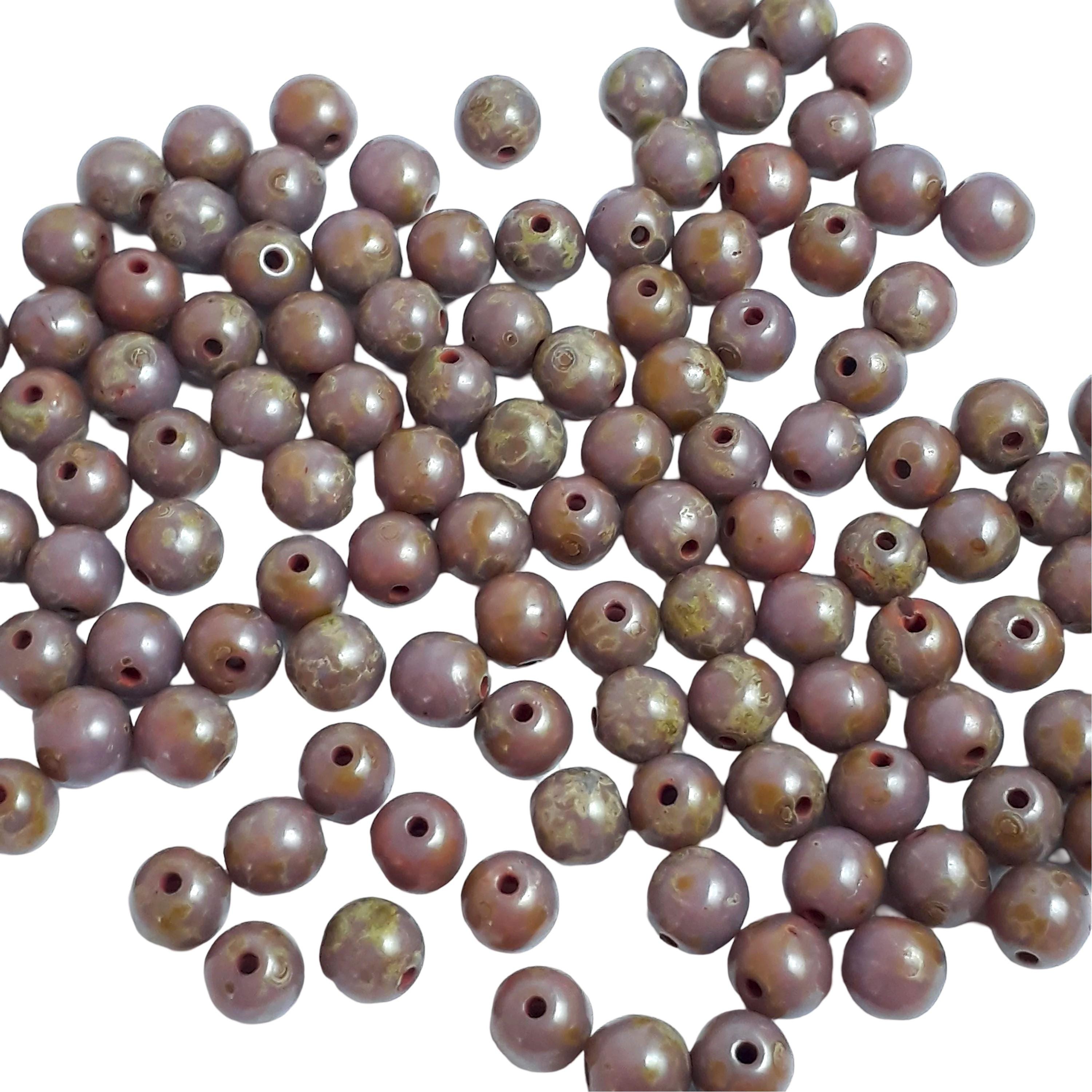 Purple Picasso Czech Glass Round 4mm - 60pcs