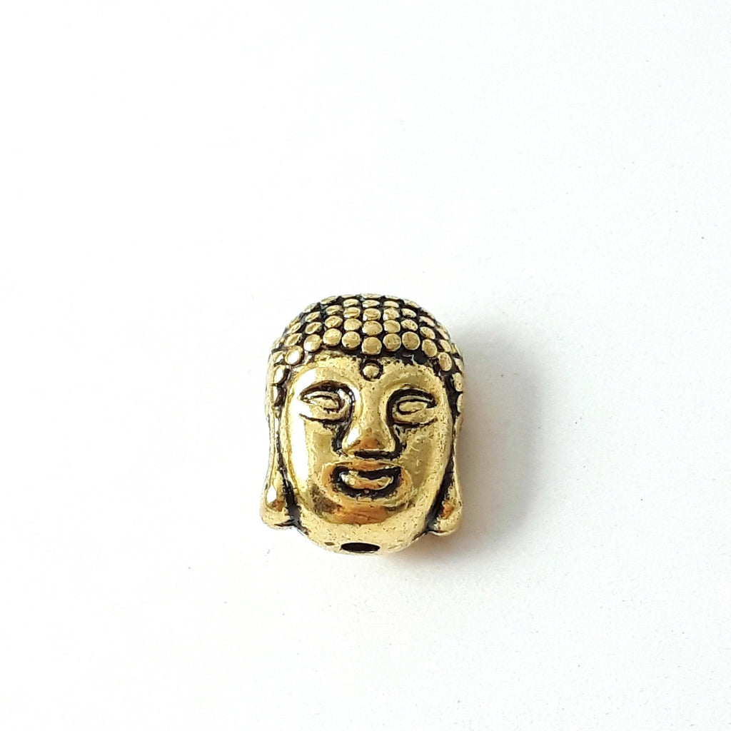 3d Buddha Head Antique Gold 11x9mm - 4pcs