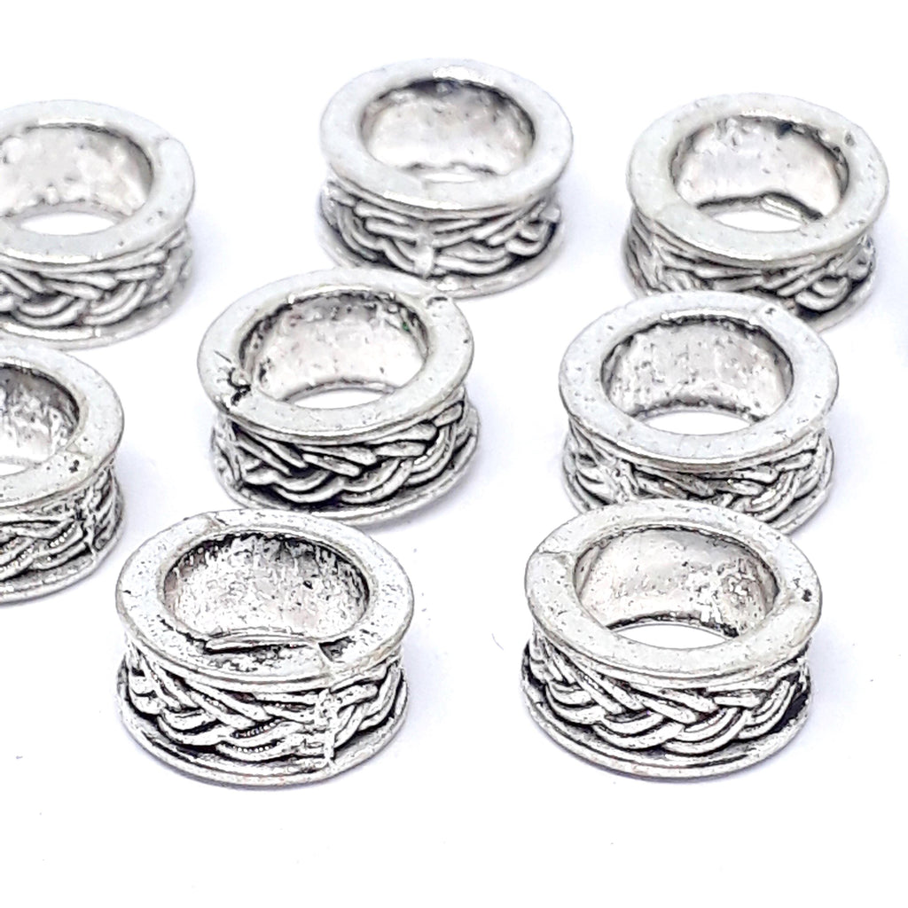Large Hole Rope Ring Antique Silver 9x4mm - 20pcs