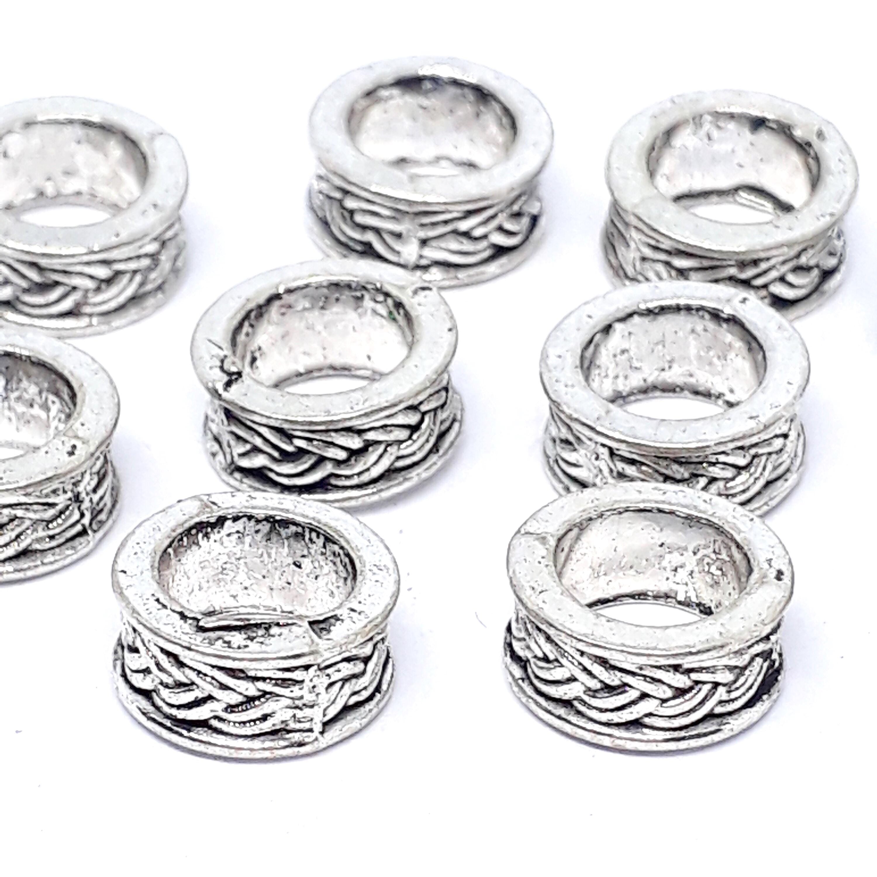 Large Hole Rope Ring Antique Silver 9x4mm - 20pcs