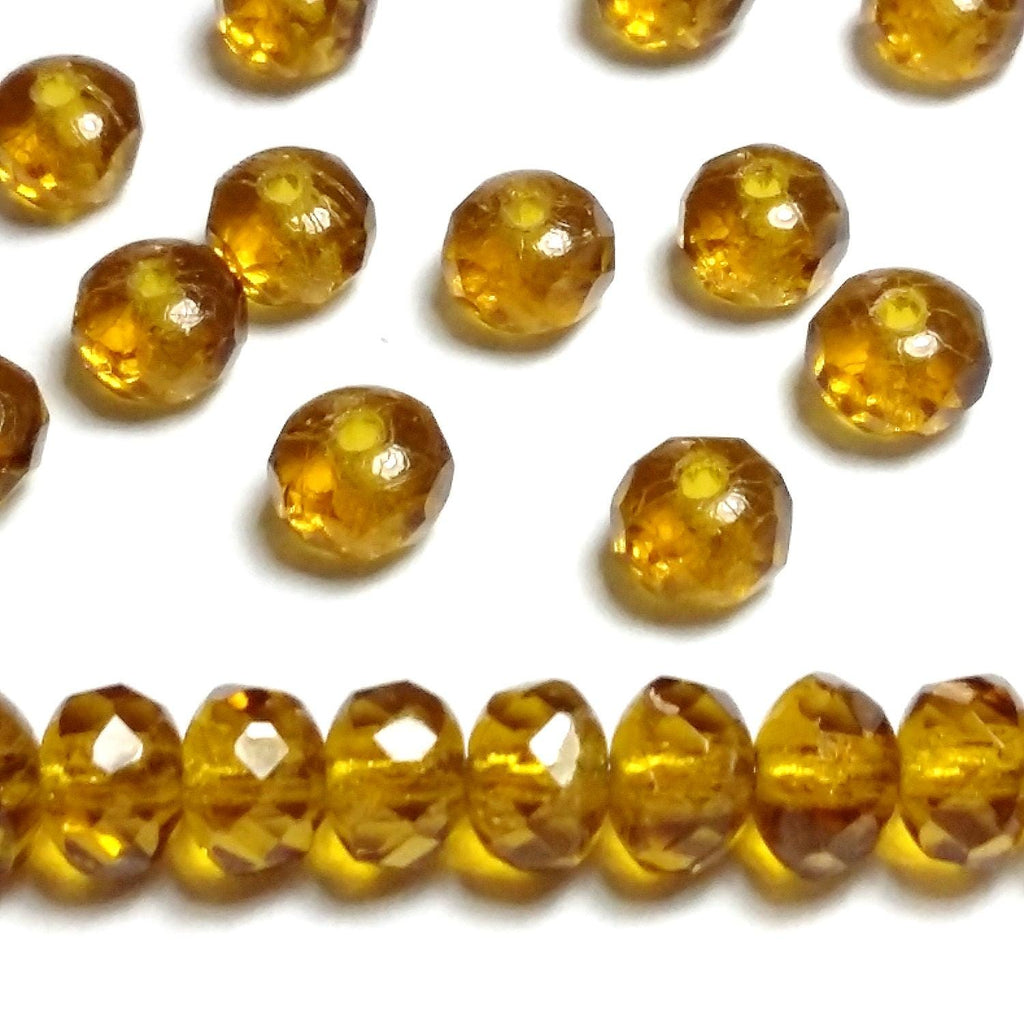 Harvest Gold Czech Glass Faceted Rondelle 5x3mm - 40pcs