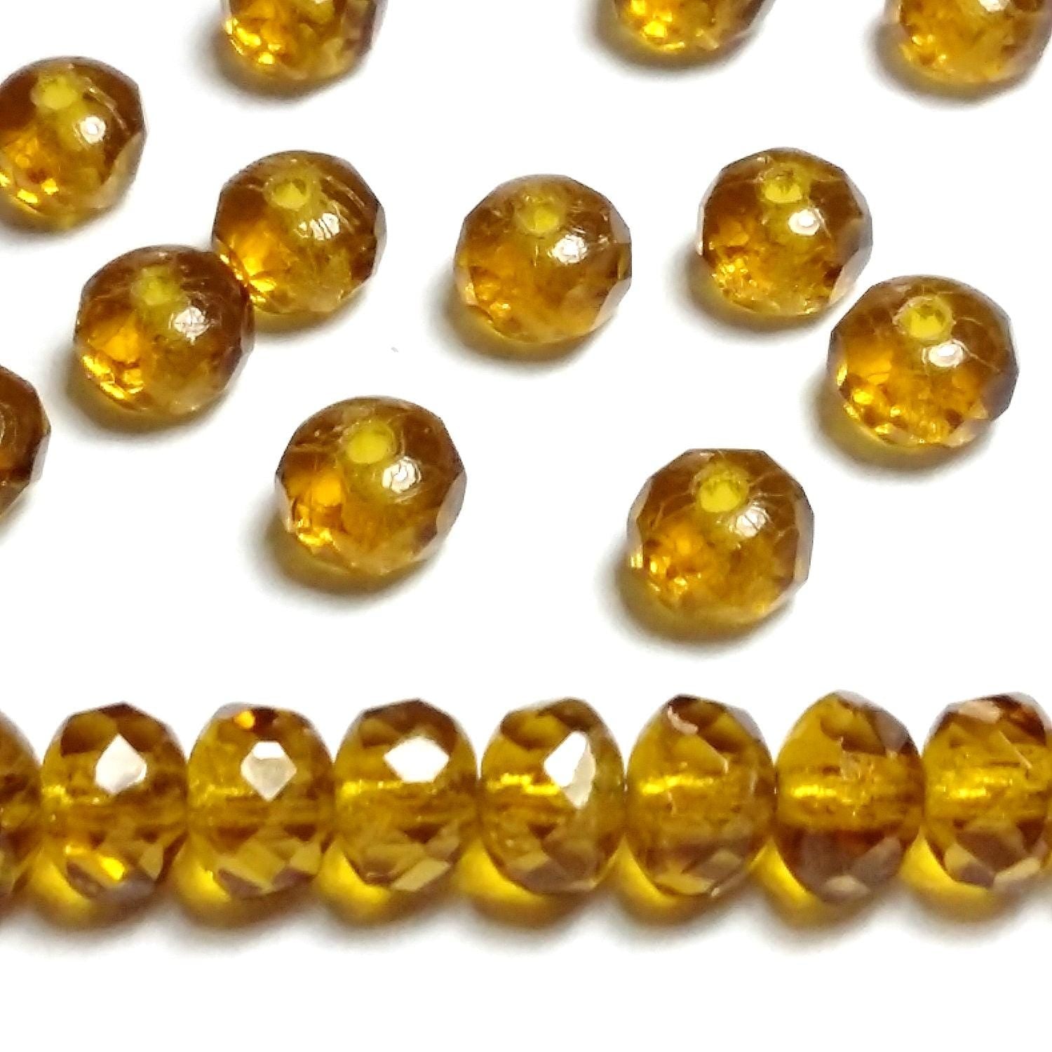 Harvest Gold Czech Glass Faceted Rondelle 5x3mm - 40pcs