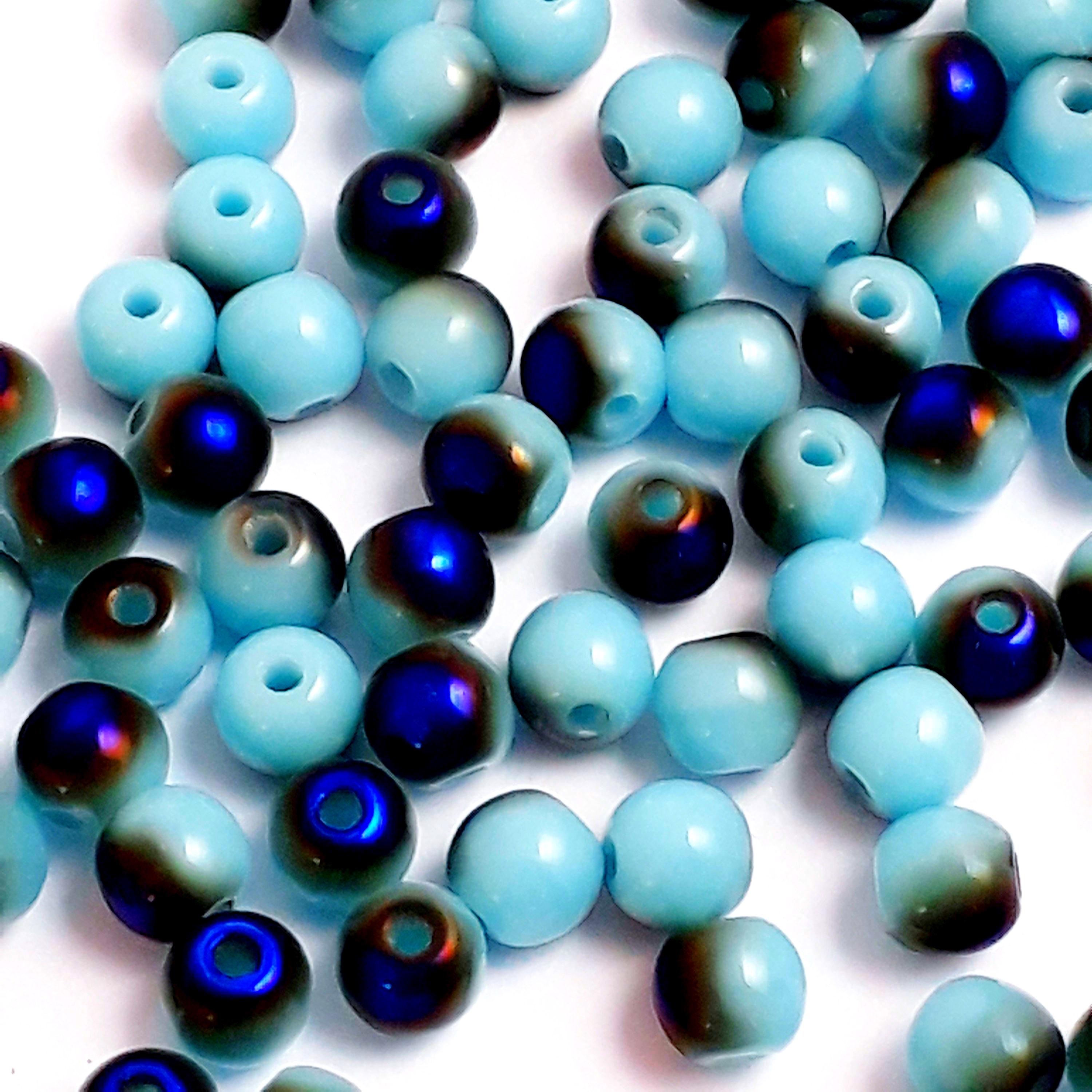 Light Blue & Metallic Blue Czech Glass Round 3mm - 120pcs