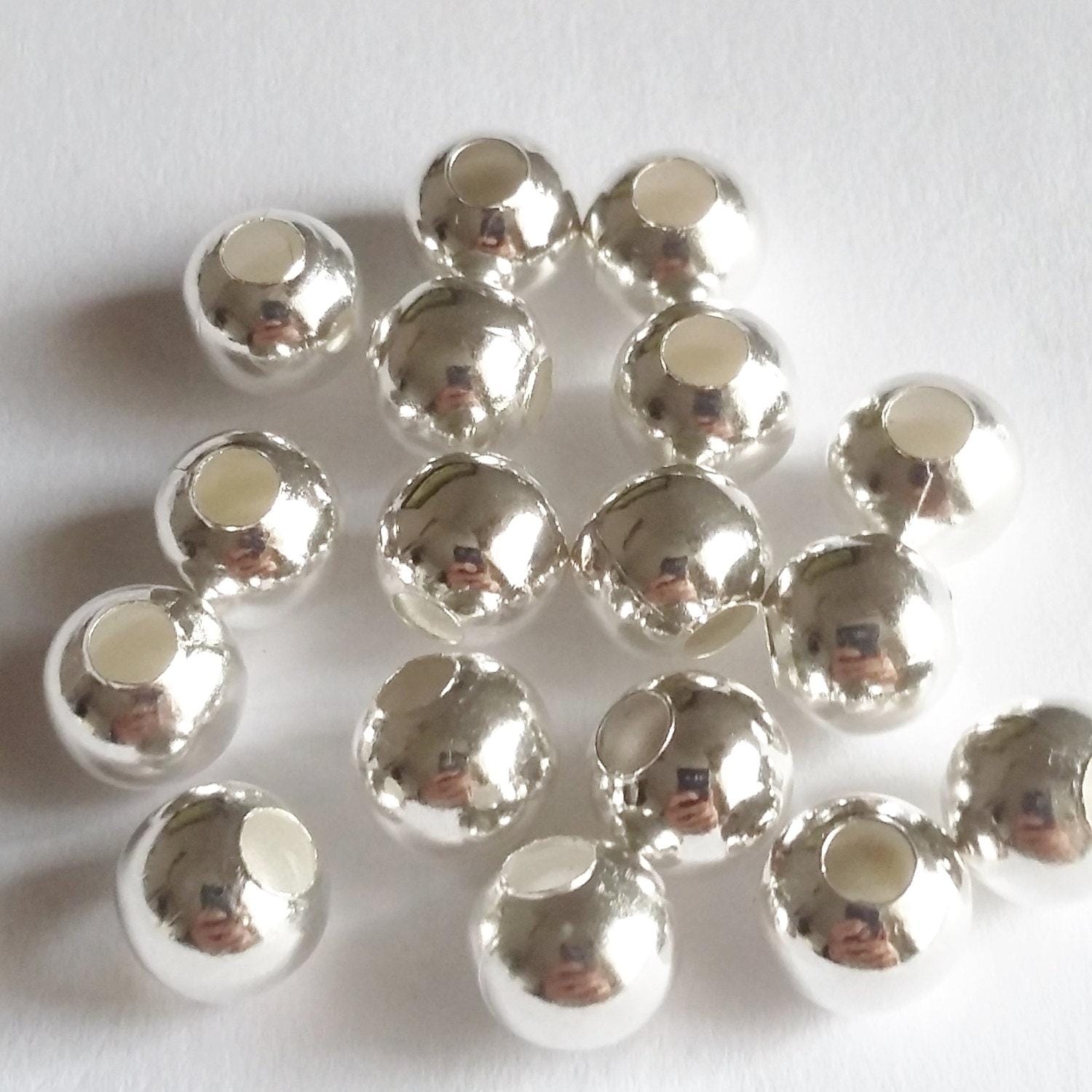 Silver Plated Hollow Round 6mm - 50pcs