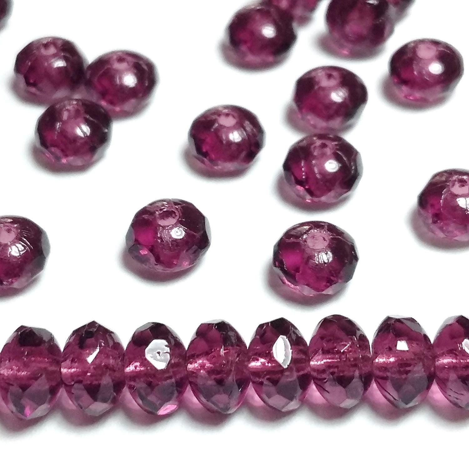 Amethyst Purple Czech Glass Rondelle 5x3mm - 40pcs