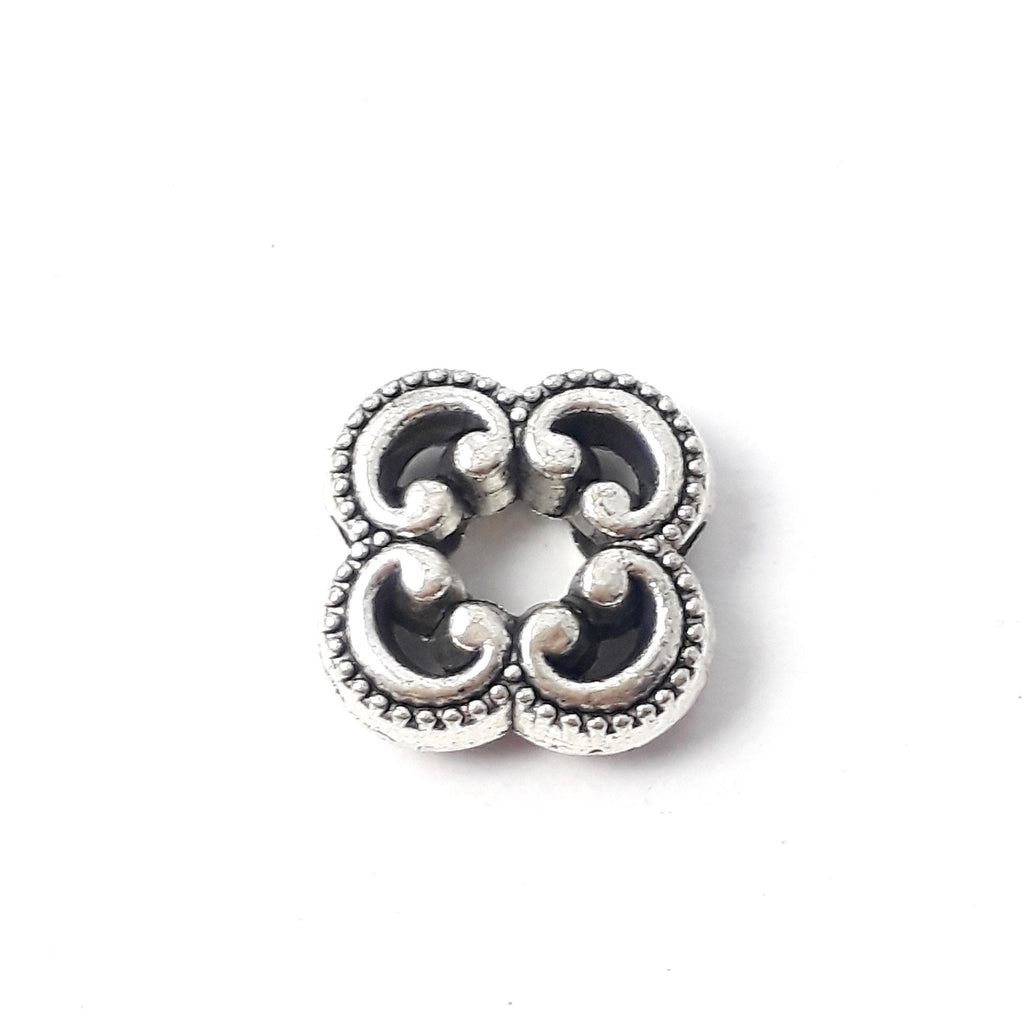 Ornate Flower Antique Silver 10x10mm - 10pcs