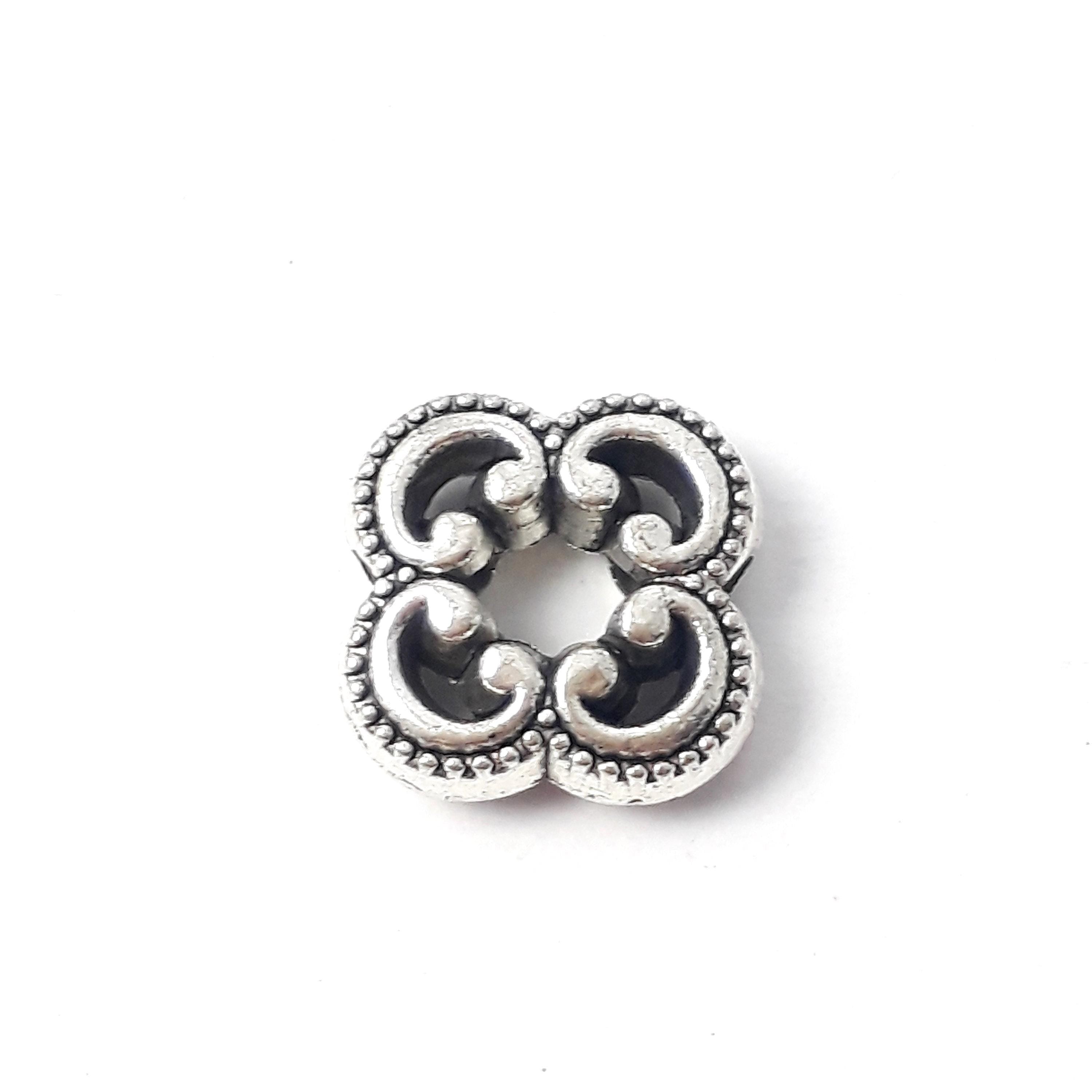 Ornate Flower Antique Silver 10x10mm - 10pcs