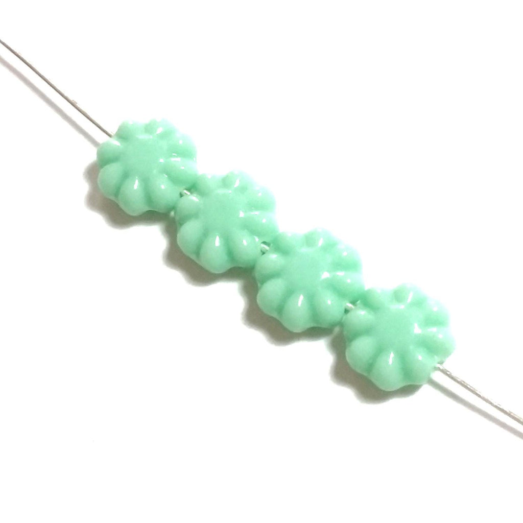 Mint Green Czech Glass Hawaiian Flower 9mm - 10pcs