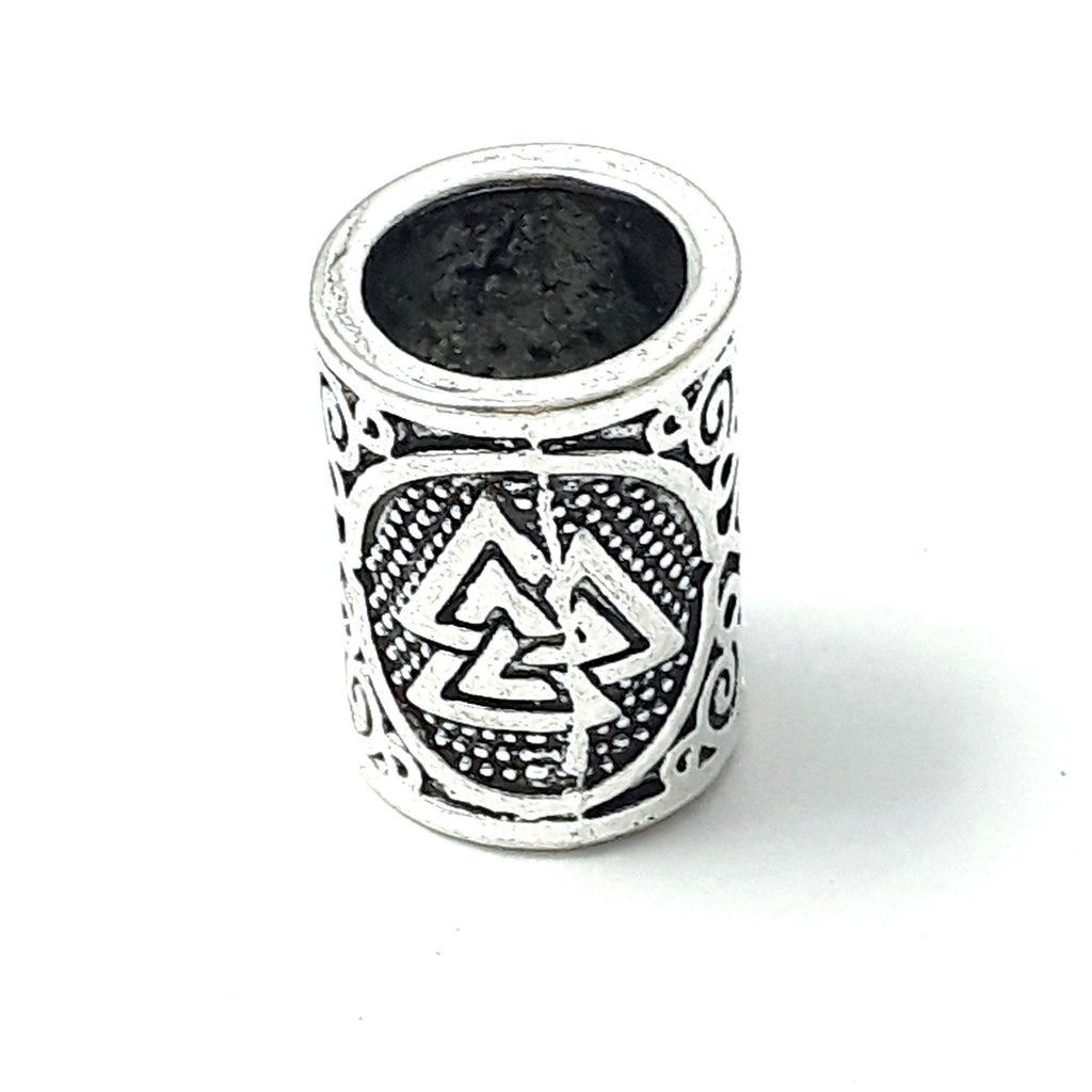 Valknut Symbol Tube Antique Silver 15x11mm - 1pc
