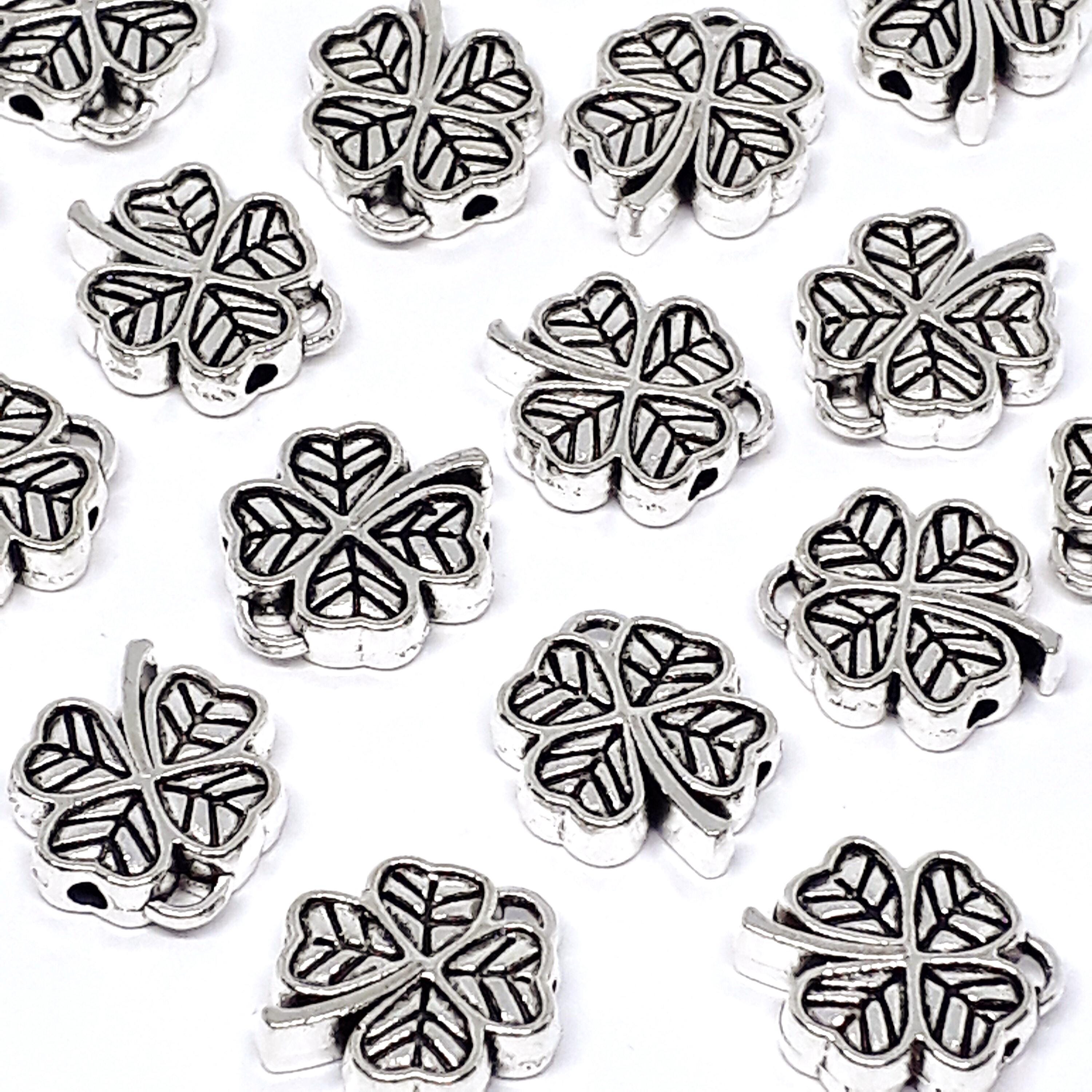 Four Leaf Clover Charm Antique Silver 12x11mm - 10pcs