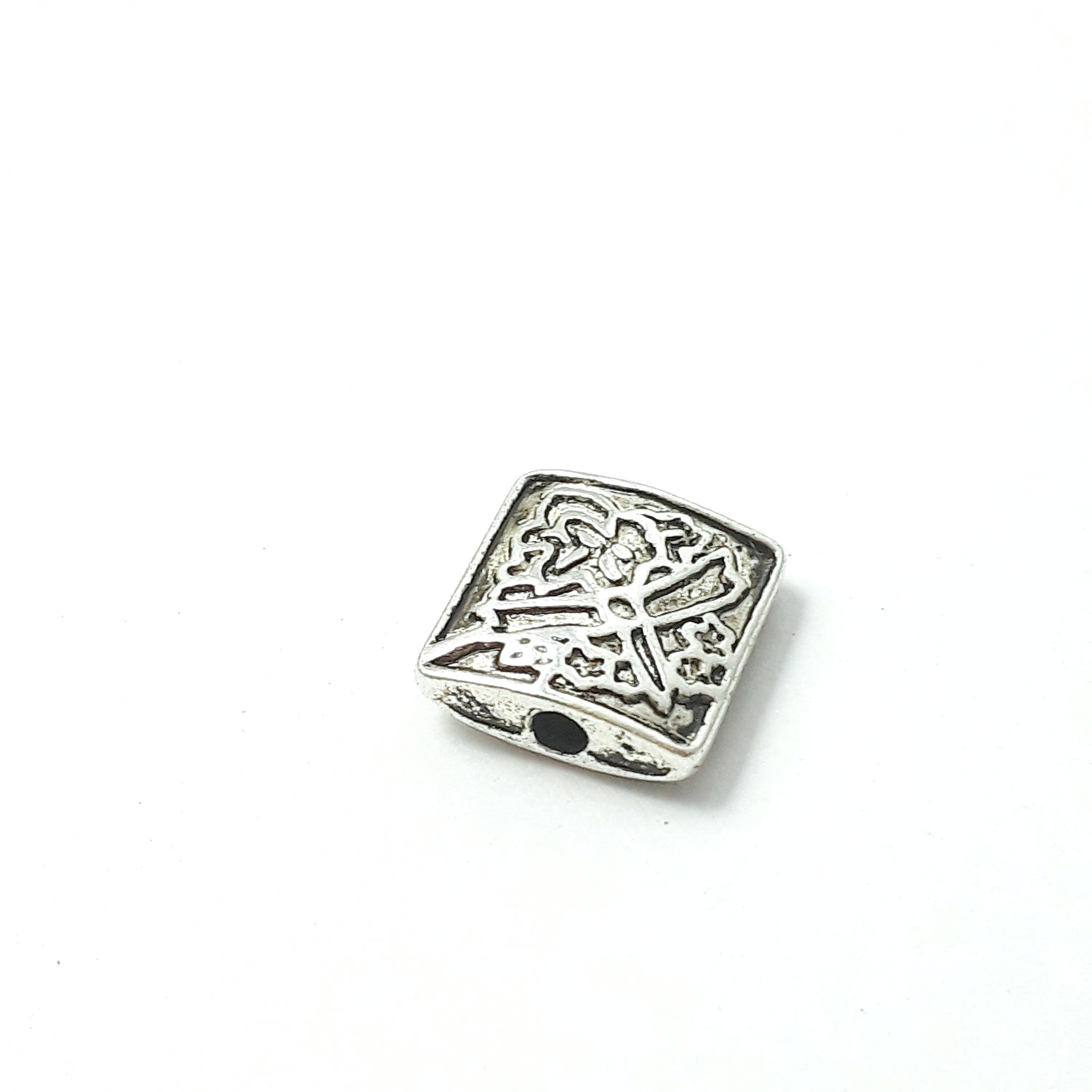 Square Flower Antique Silver 10mm - 4pcs