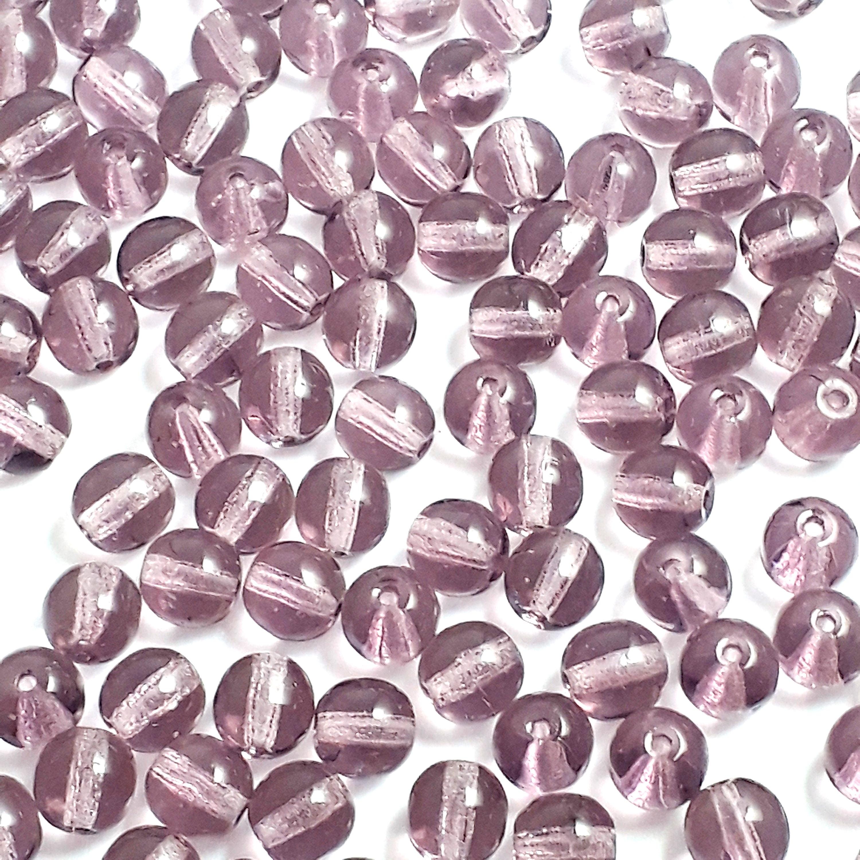 Transparent Purple Czech Glass Round 6mm - 30pcs