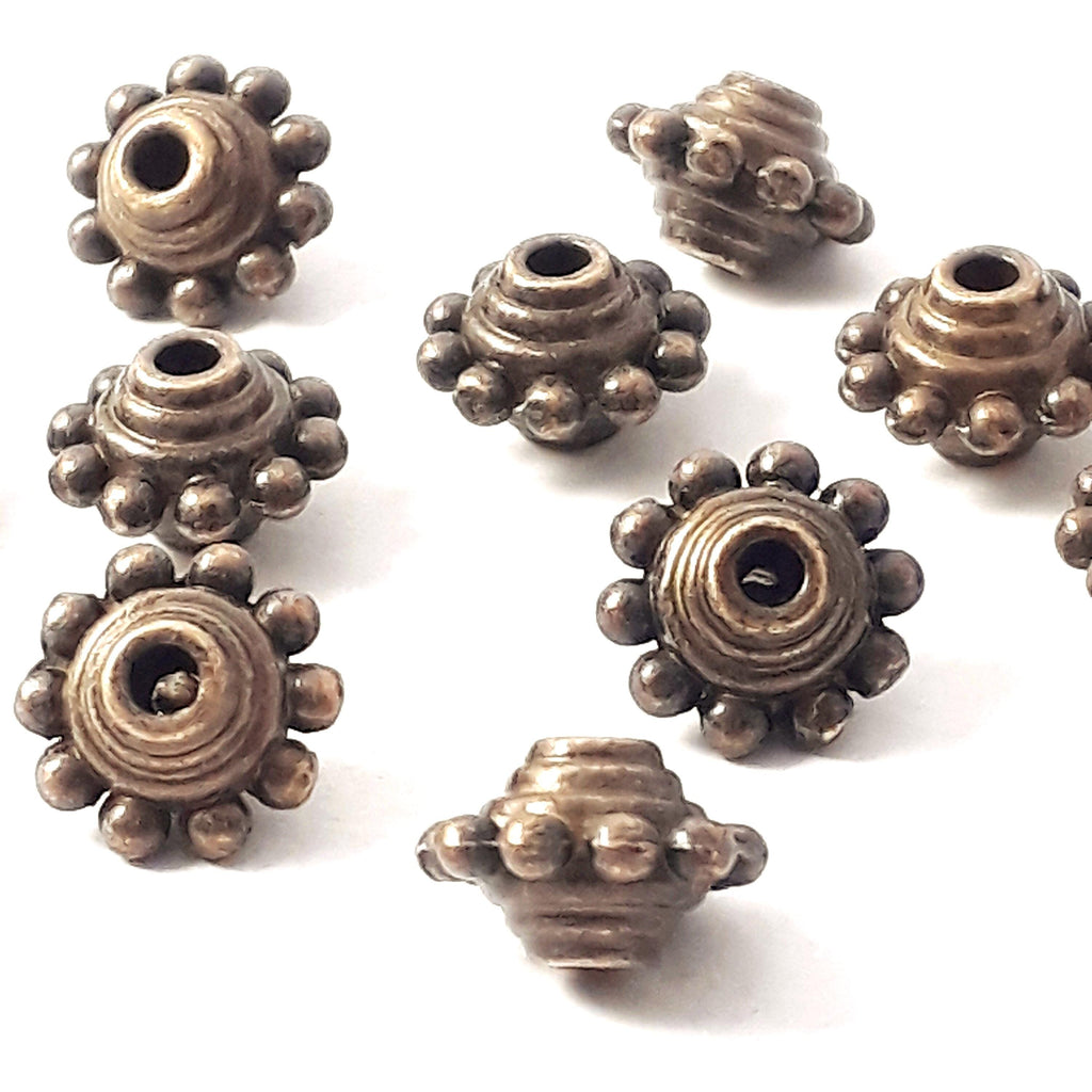 Flying Saucer Bicone Antique Bronze 10x7mm - 10pcs