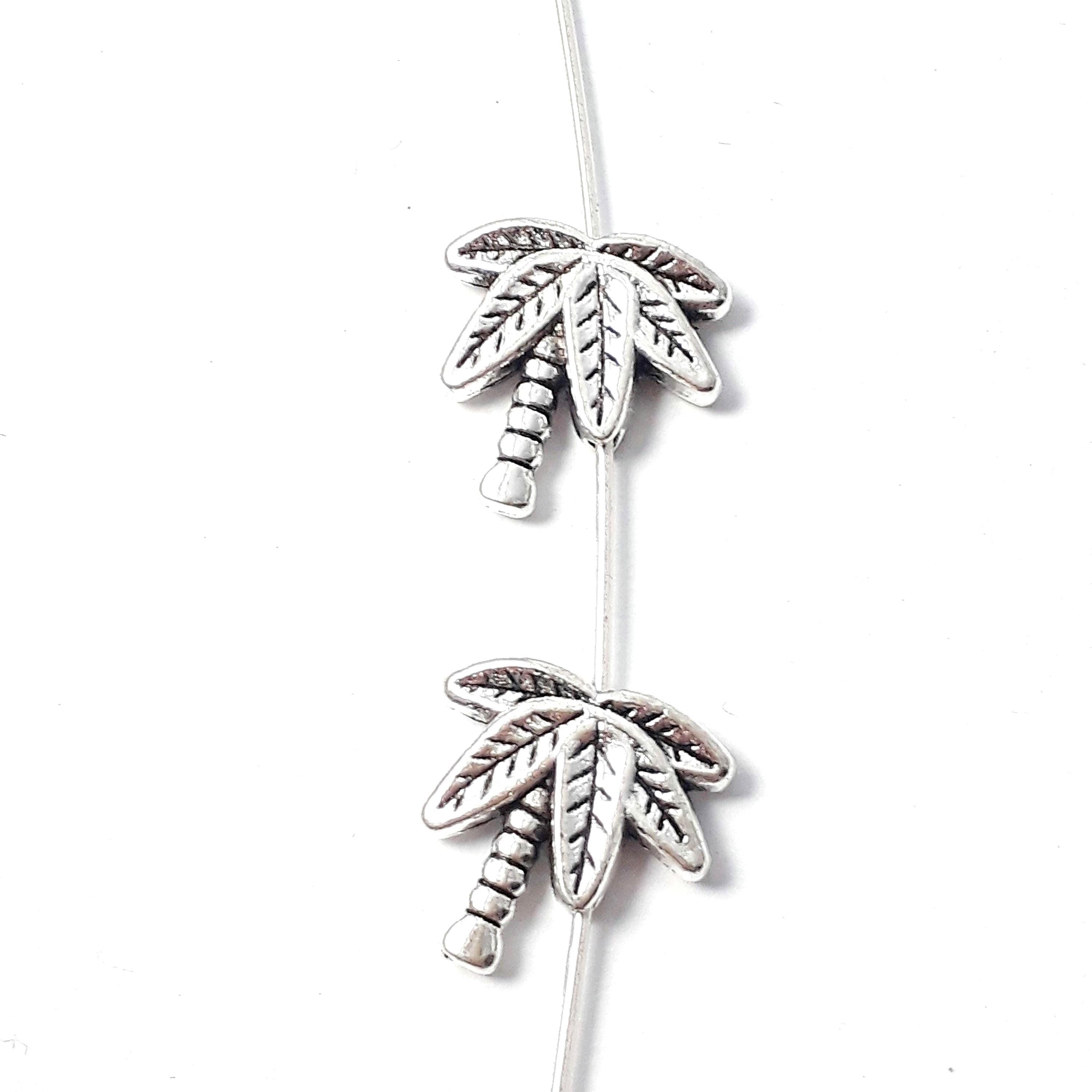 Palm Tree Antique Silver 14x14mm - 10pcs