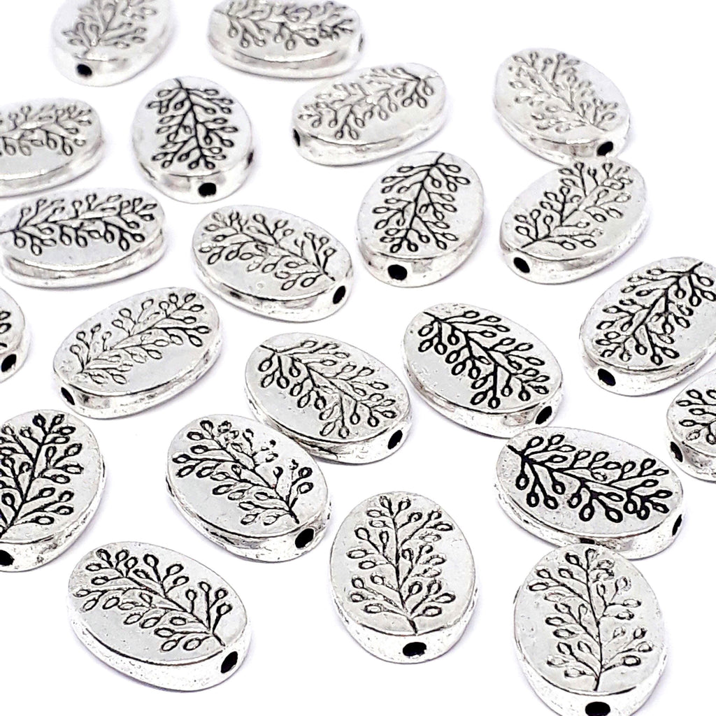 Flat Oval Leaf Antique Silver 13x10mm - 10pcs