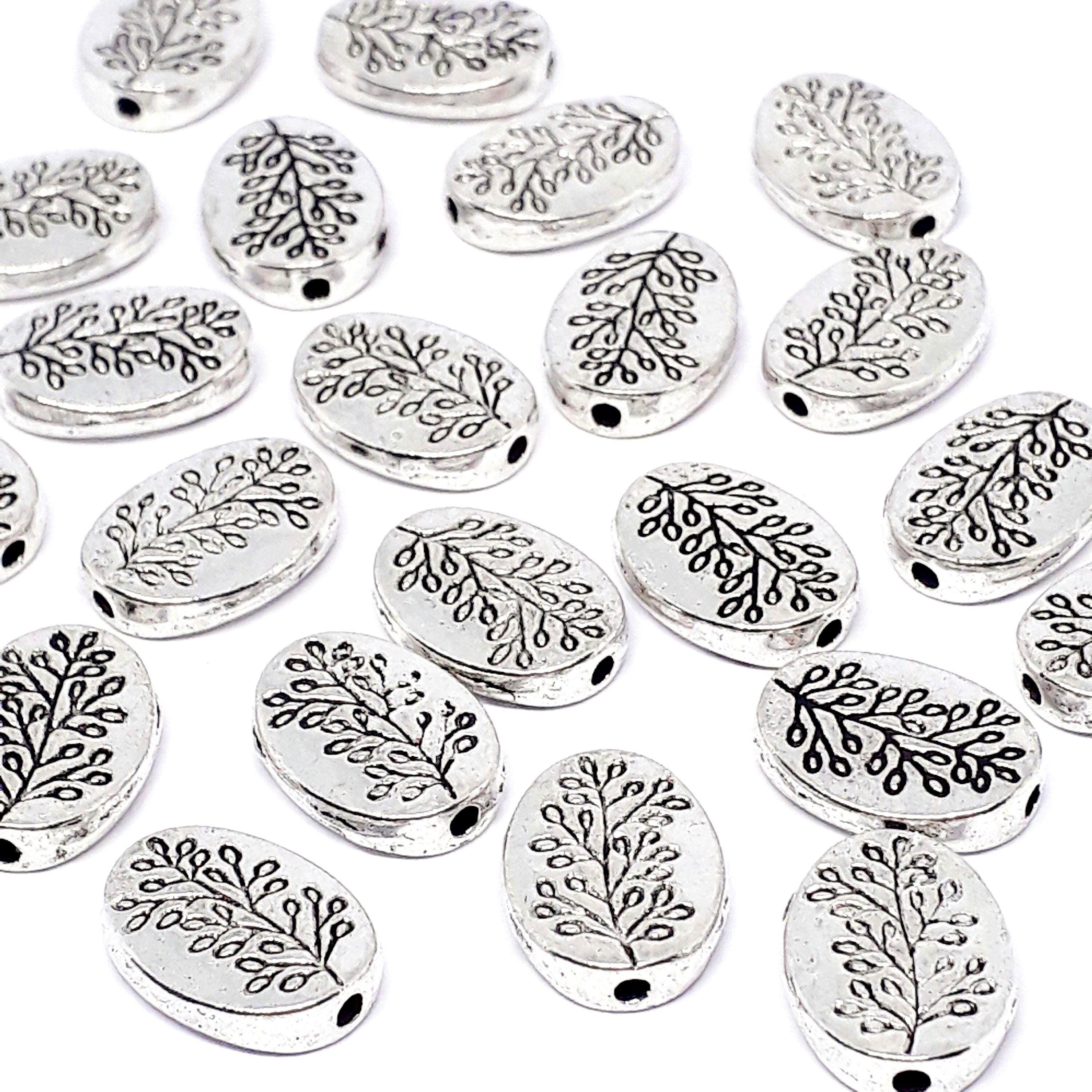 Flat Oval Leaf Antique Silver 13x10mm - 10pcs