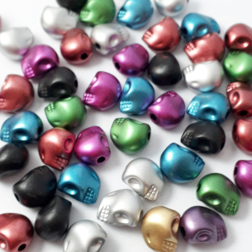 Metallic Acrylic Skull 13x11mm - 20pcs