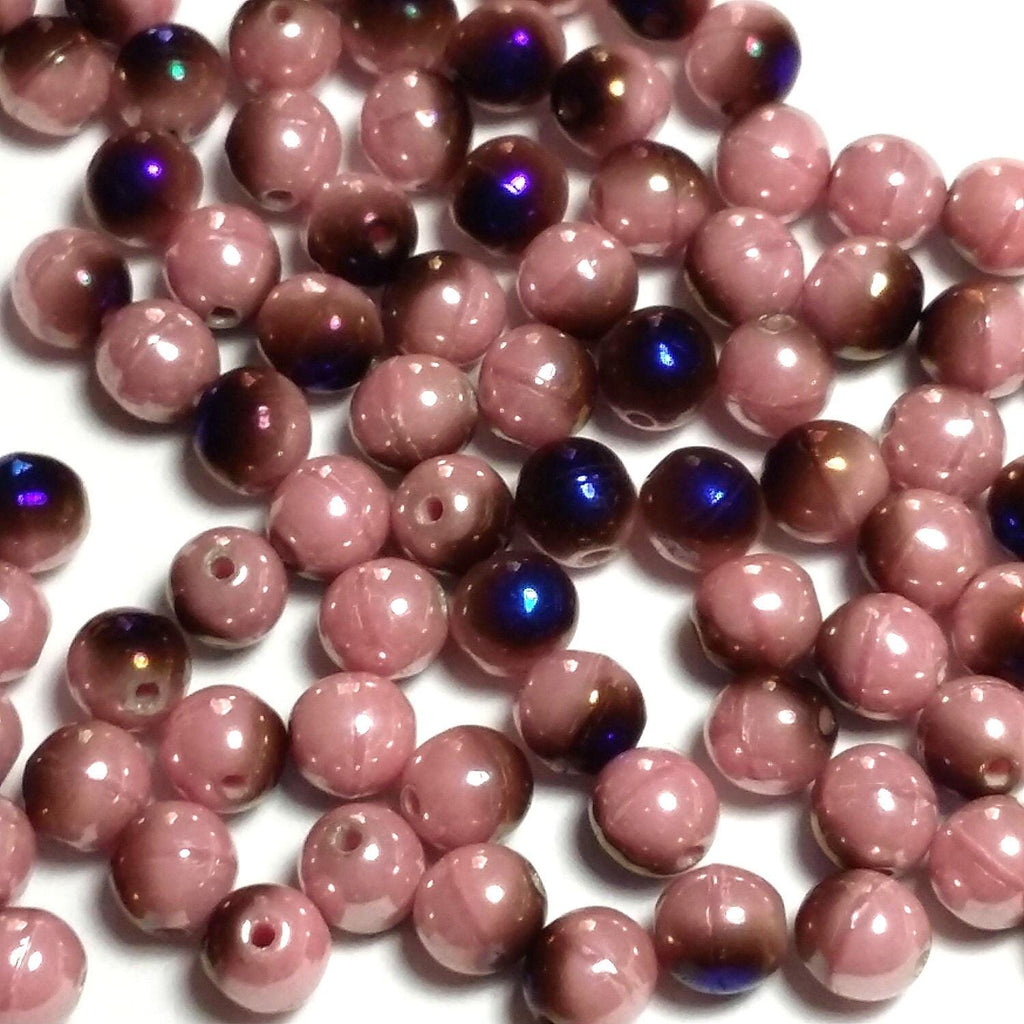 Pink & Metallic Blue Czech Glass Round 5mm - 20pcs