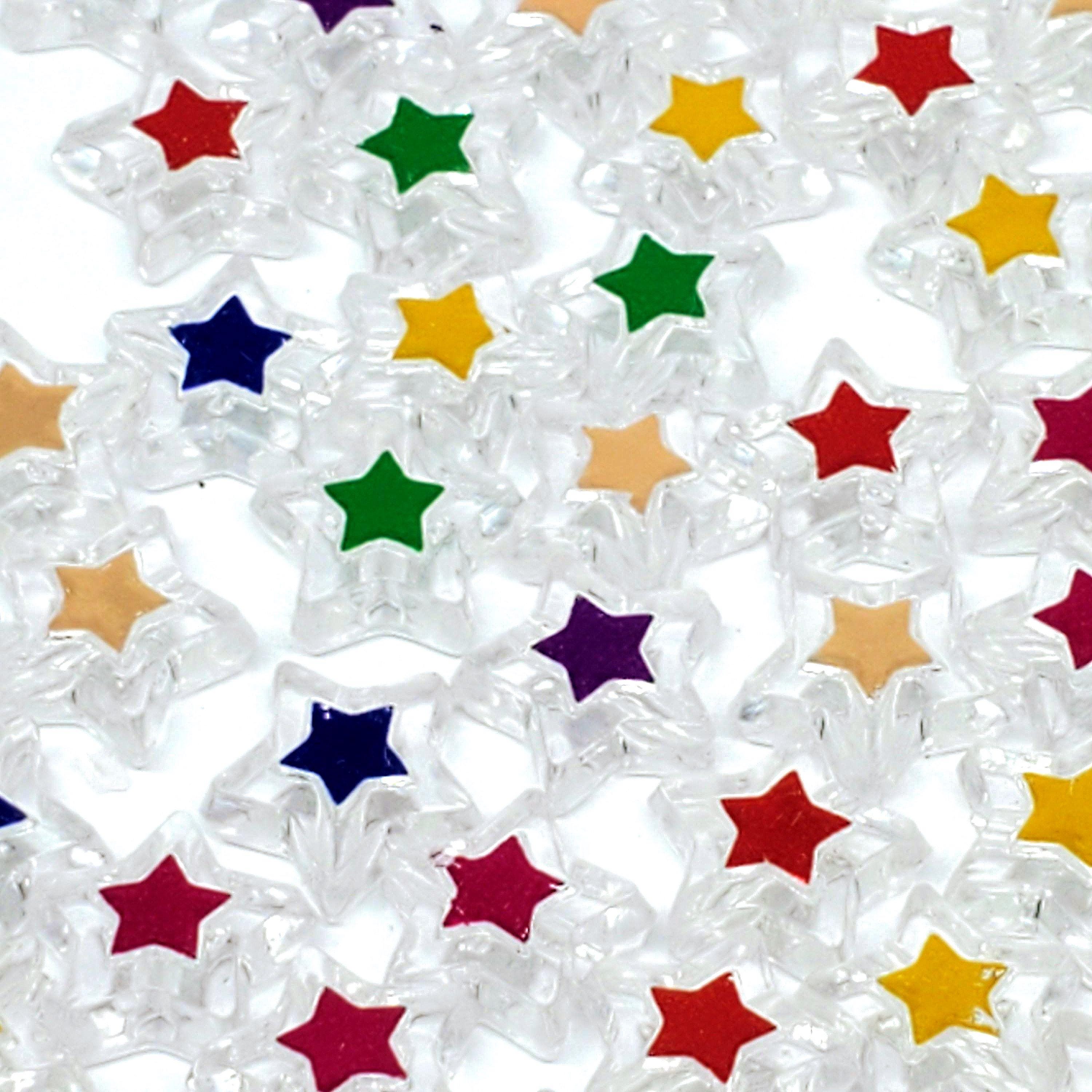 100pcs Acrylic Star Clear & Foil Centred 11mm - 100pcs