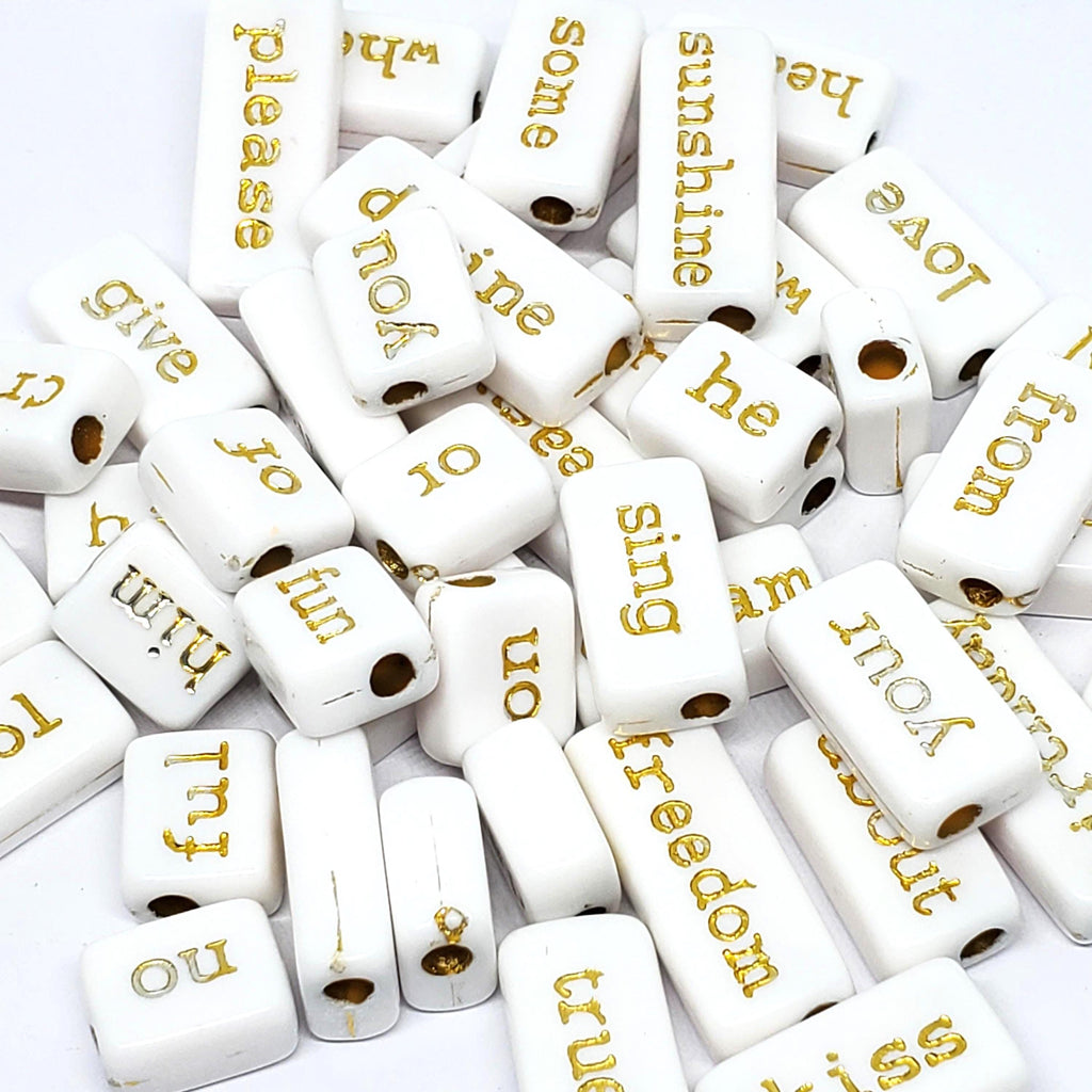 Word White & Gold-Lined Acrylic Rectangle - 20pcs