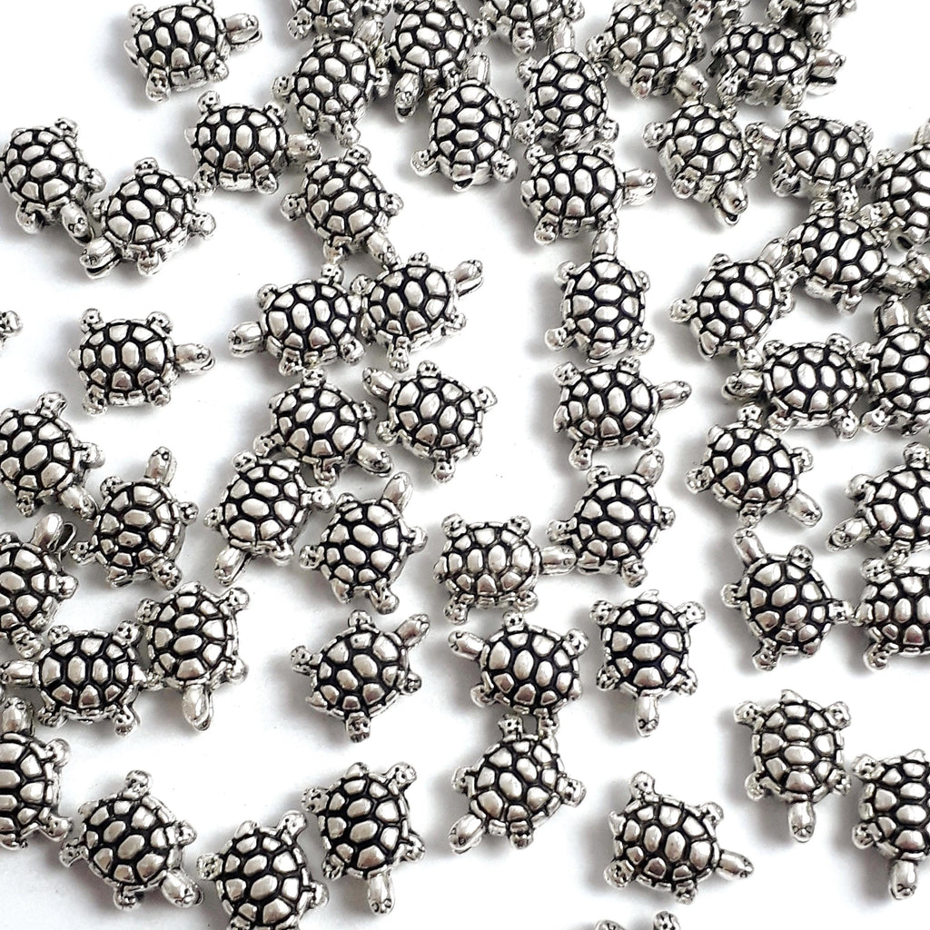 Tortoise Antique Silver 10x8mm - 20pcs