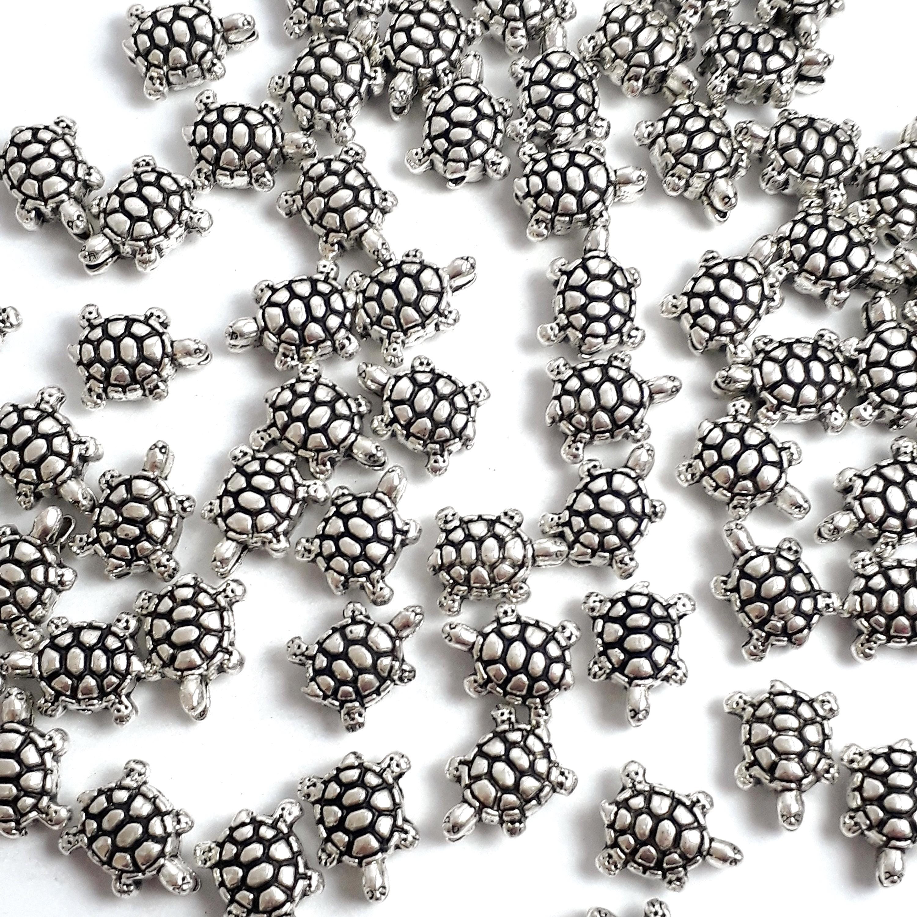 Tortoise Antique Silver 10x8mm - 20pcs