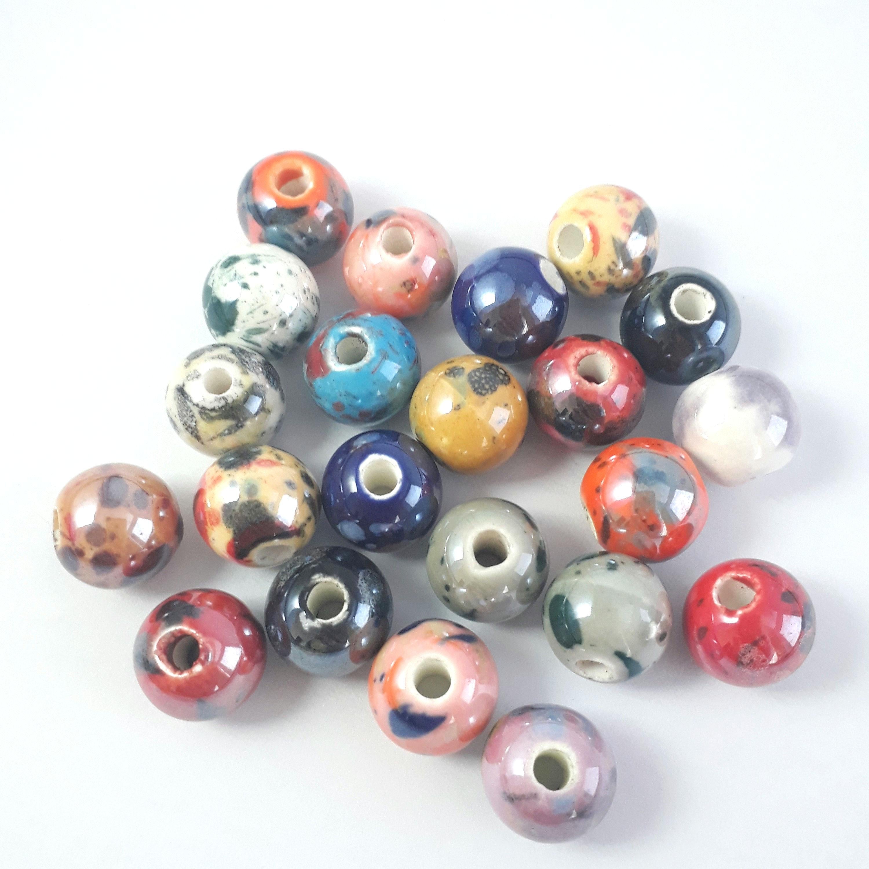 Mottled Mixed Colour Polished Ceramic 10mm - 5pcs