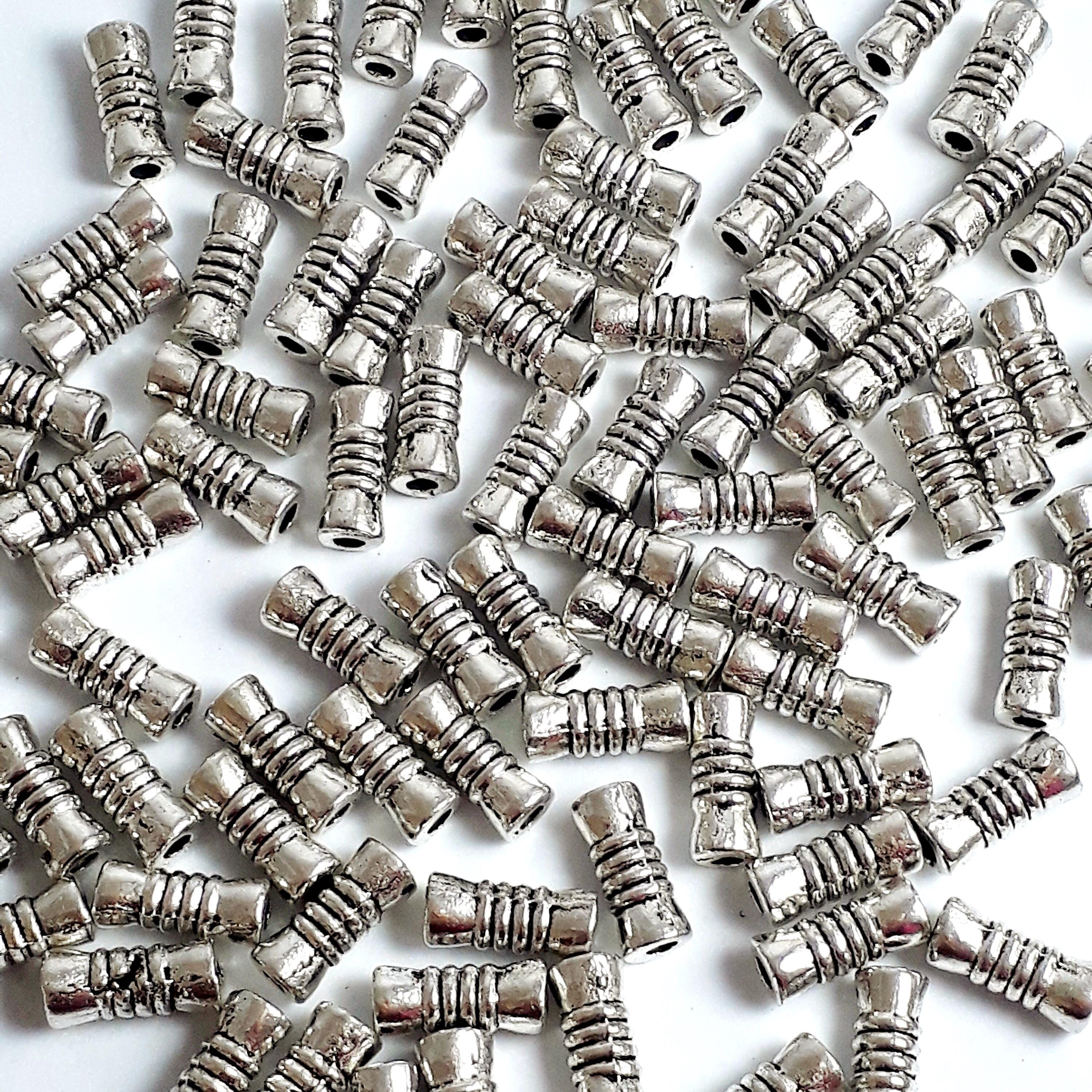 Ringed Tube Antique Silver 9x4mm - 20pcs