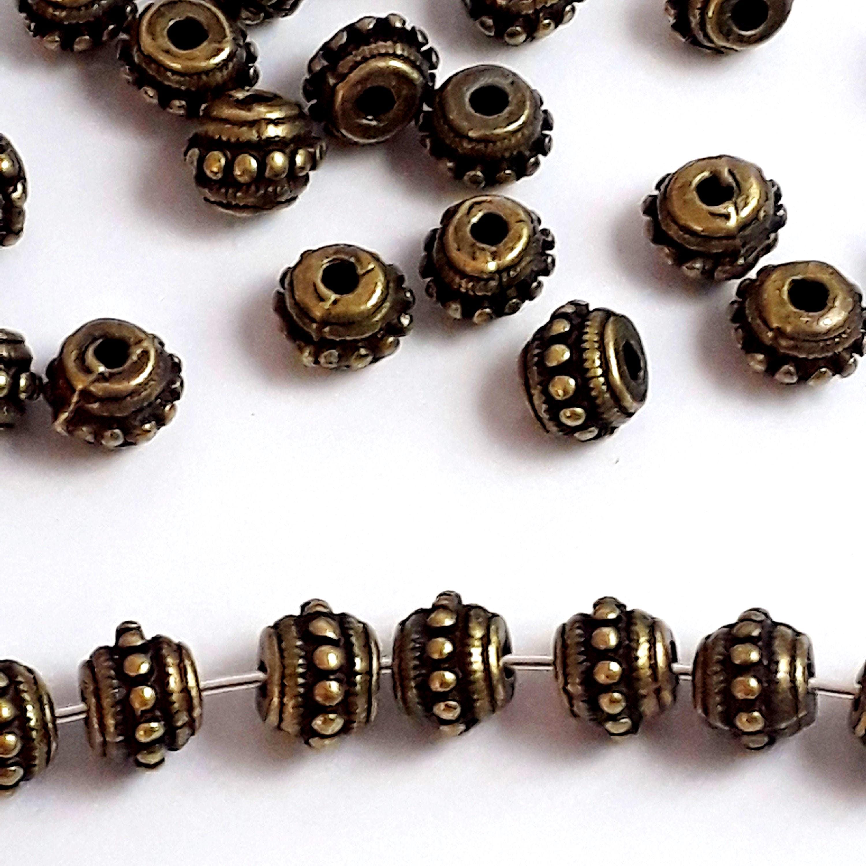 Dotted Rondelle Antique Bronze 8x6mm - 10pcs