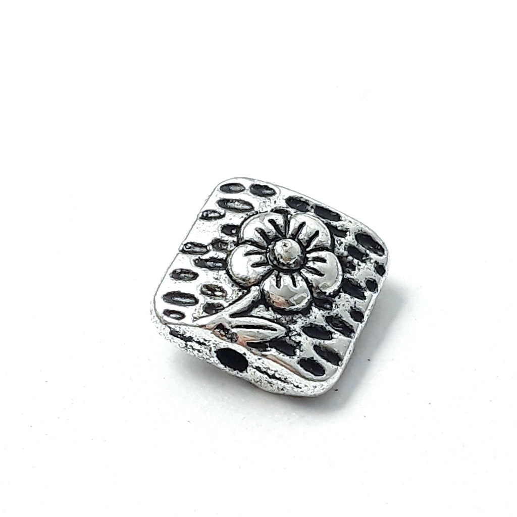 Square Flower Antique Silver 10mm - 10pcs