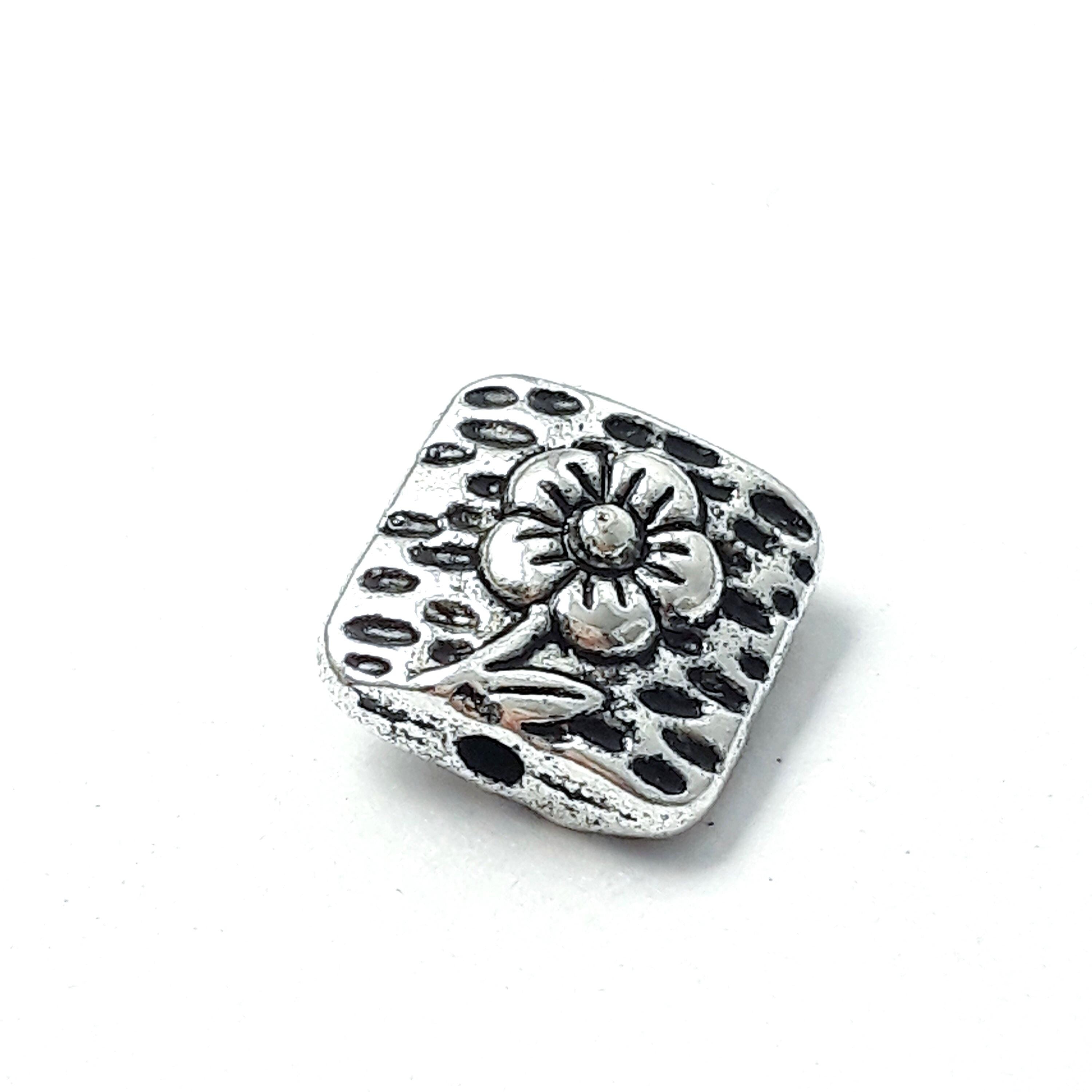 Square Flower Antique Silver 10mm - 10pcs