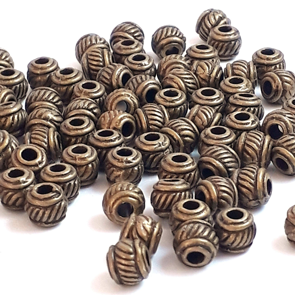 Striped Rondelle Antique Bronze 6x5mm - 20pcs