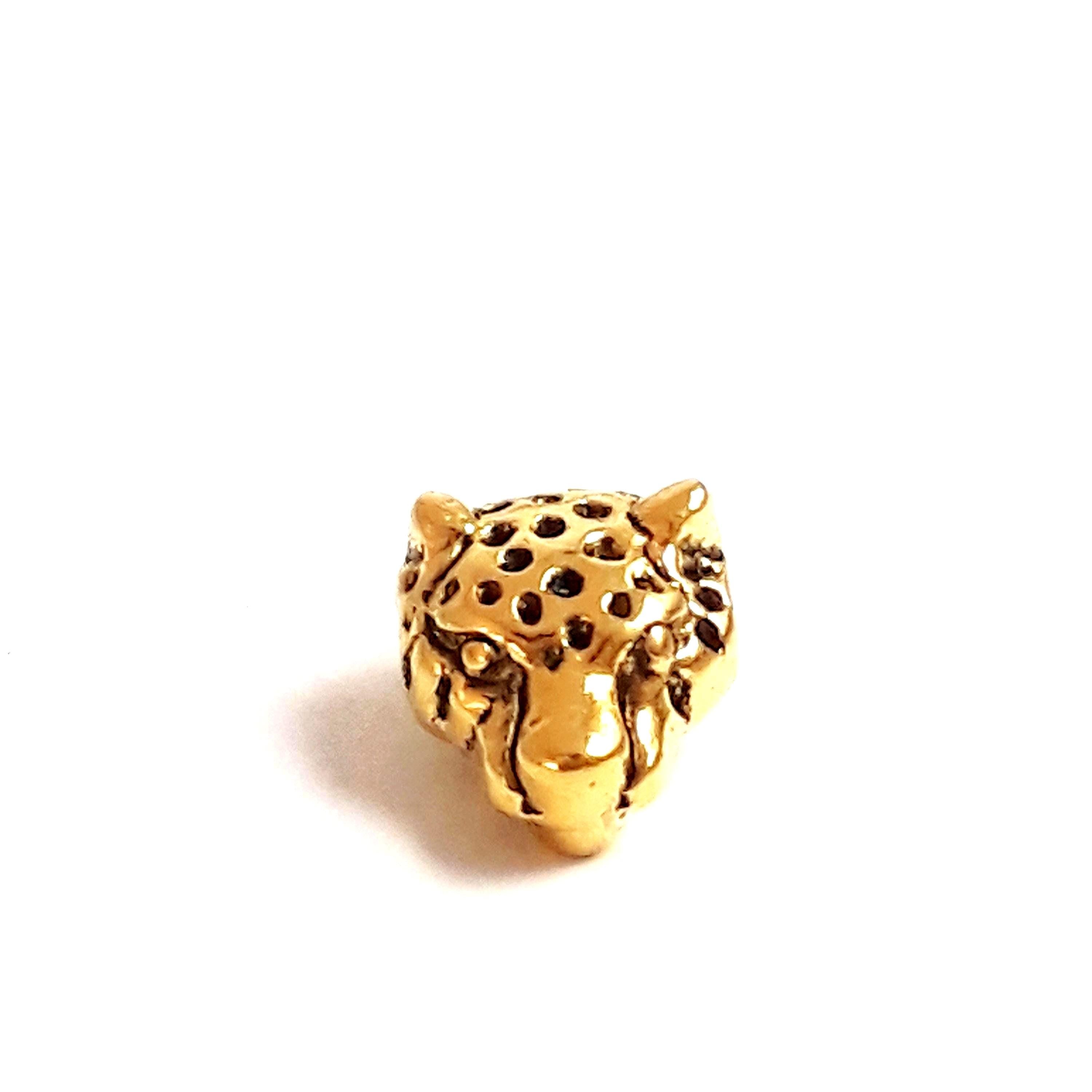 Leopard Head Gold Tone 13x11mm - 2pcs