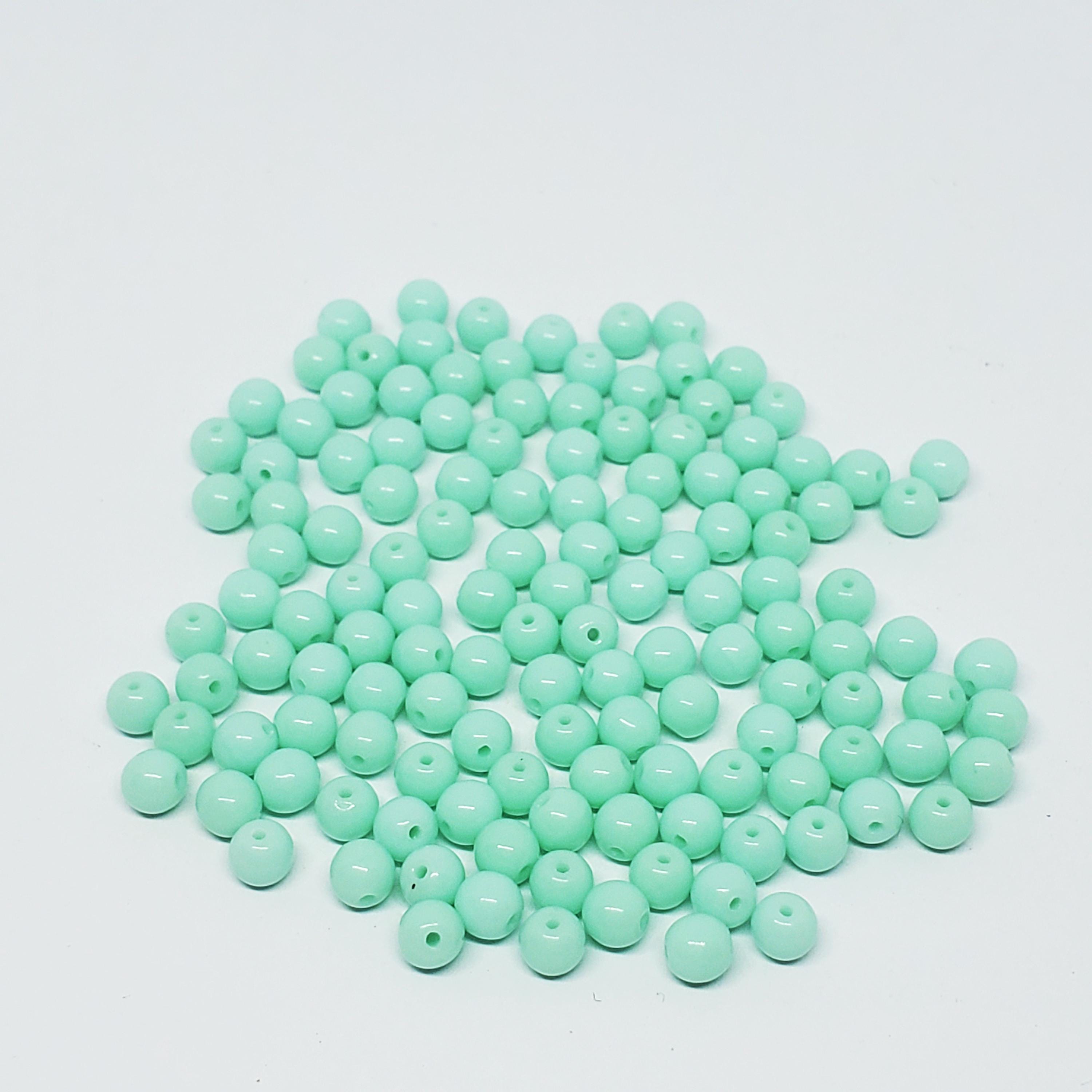 Mint Green Czech Glass Round Druk 4mm - 60pcs