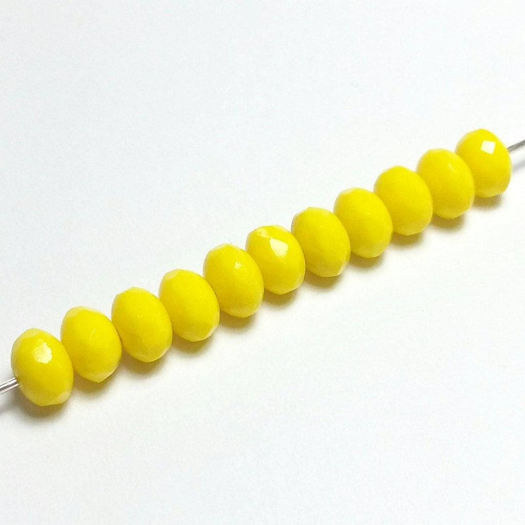 Yellow Czech Glass Faceted Rondelle 5x3mm - 40pcs