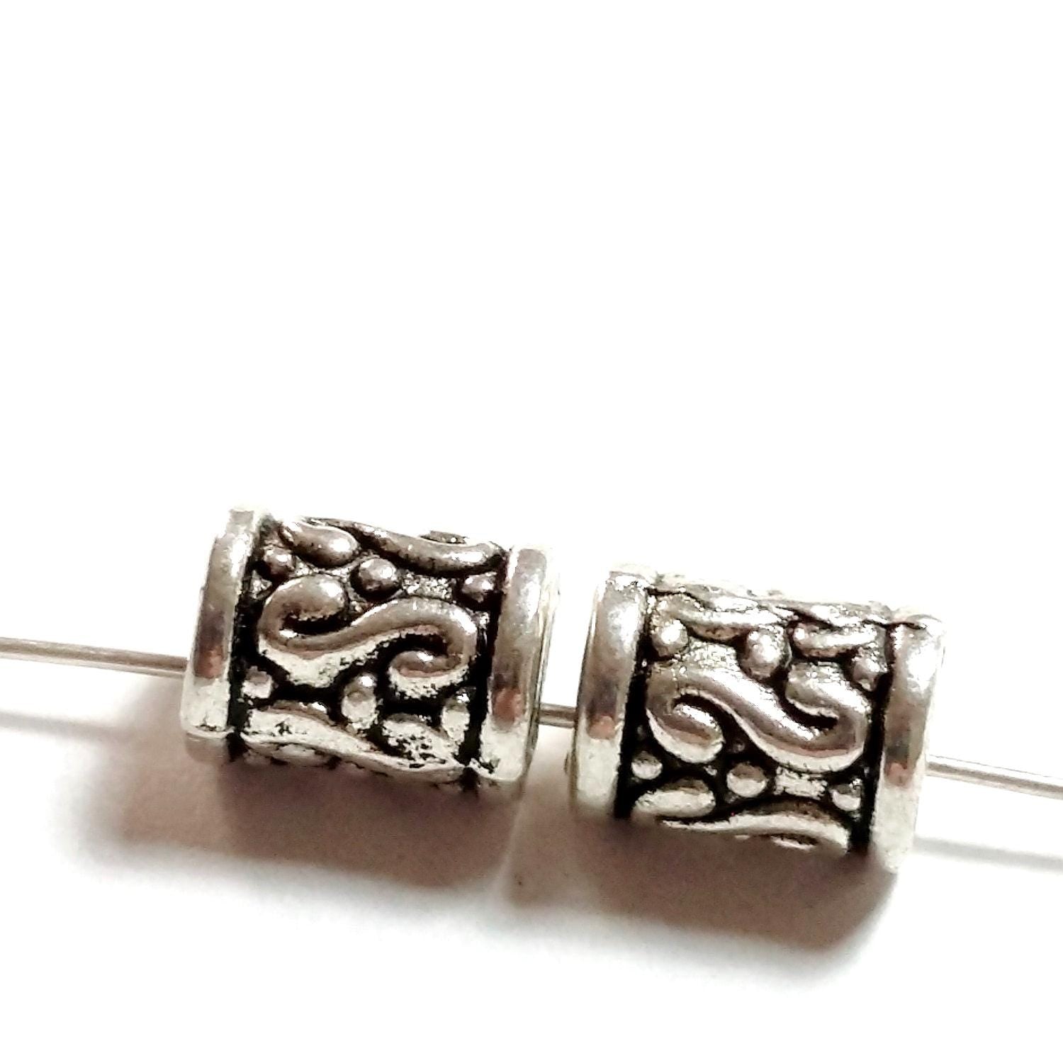 Tube Spacers Antique Silver 9x7mm - 6pcs