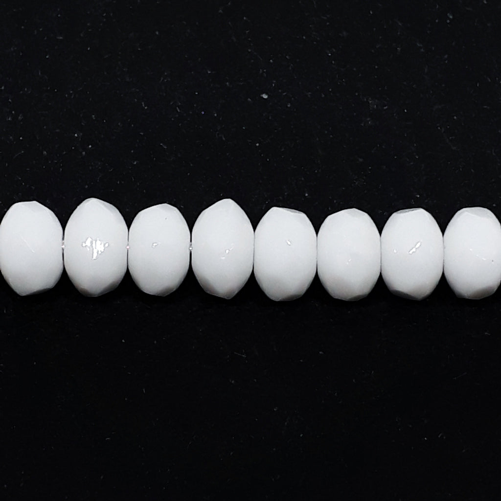 Opaque White Czech Glass Faceted Rondelle 5x3mm - 40pcs