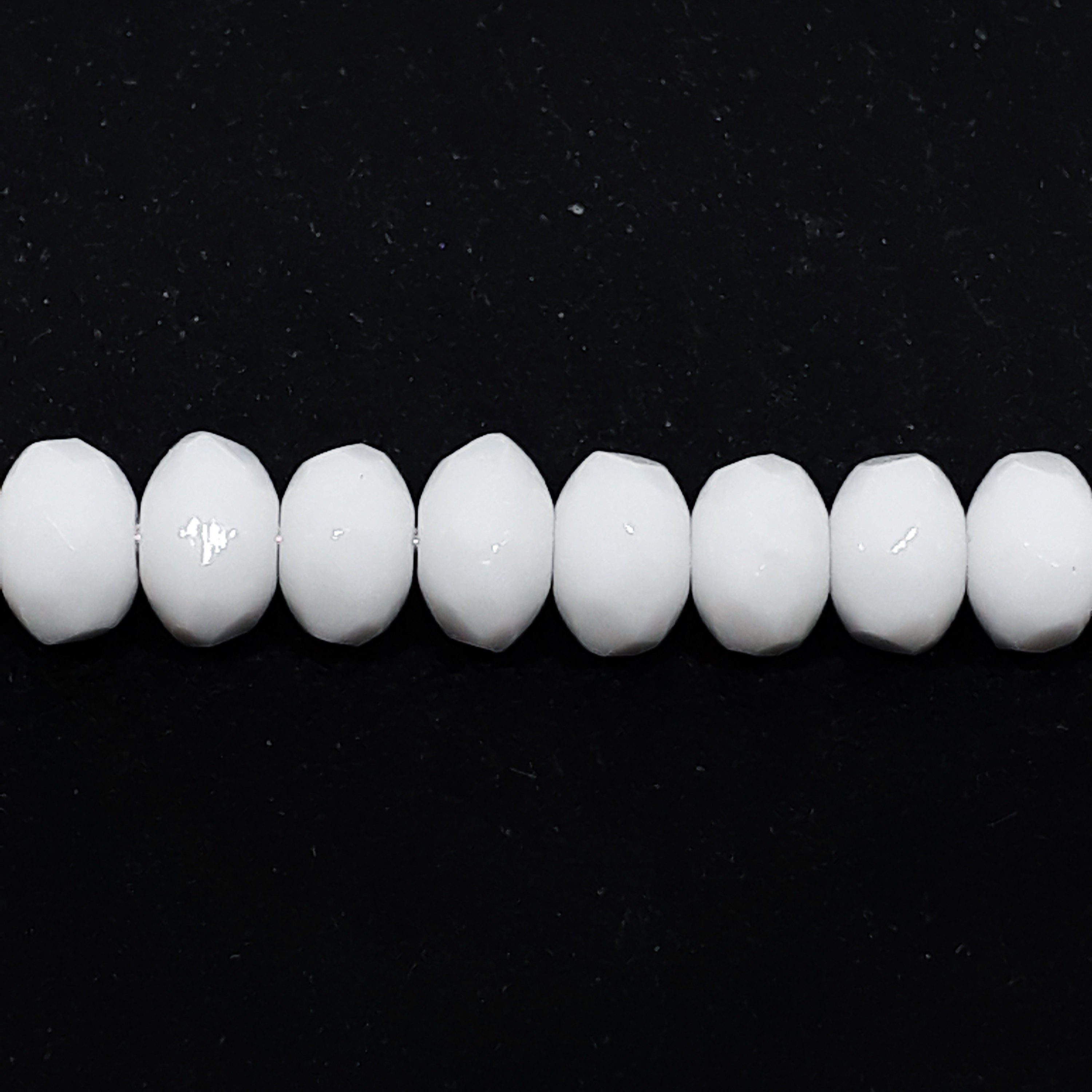 Opaque White Czech Glass Faceted Rondelle 5x3mm - 40pcs