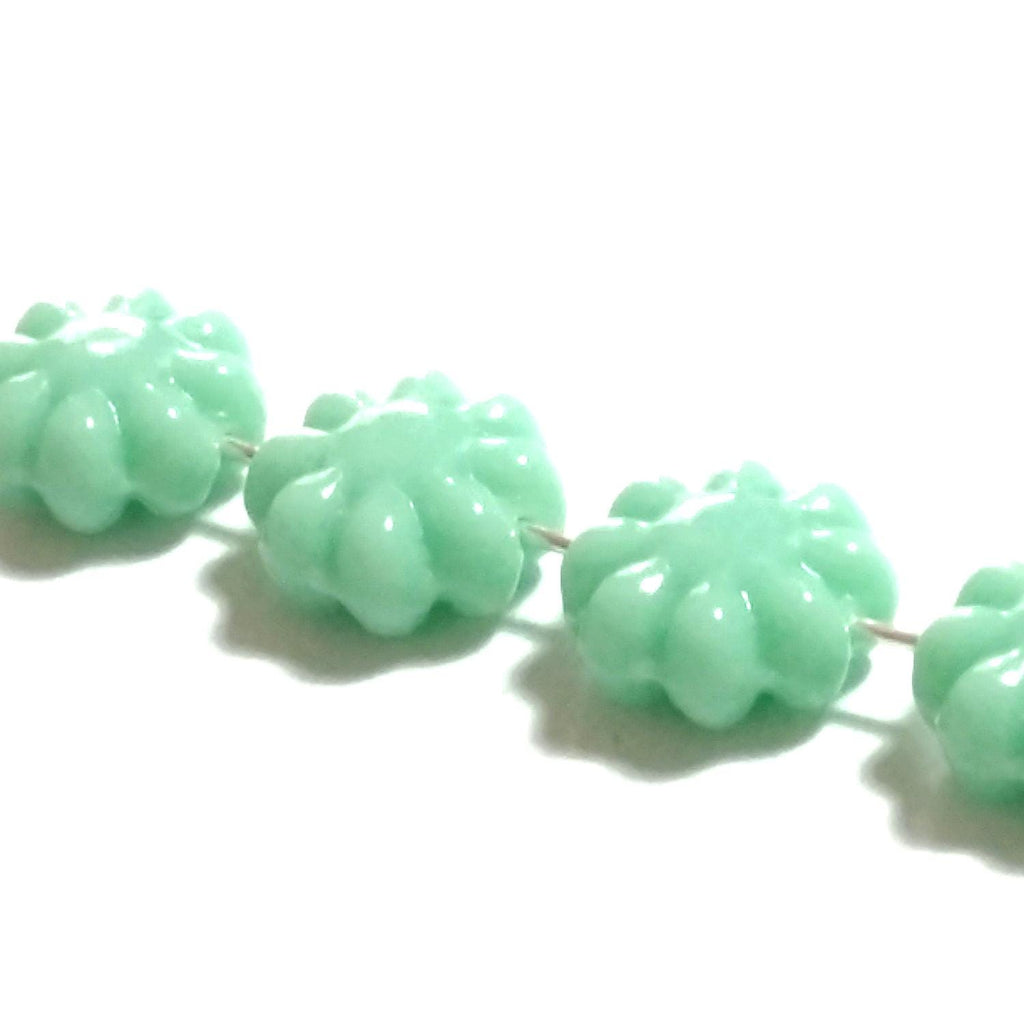 Mint Green Czech Glass Hawaiian Flower 9mm - 10pcs