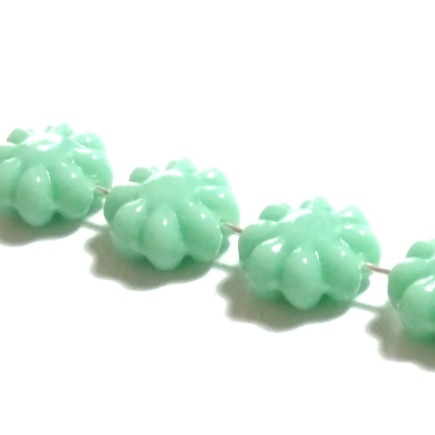 Mint Green Czech Glass Hawaiian Flower 9mm - 10pcs