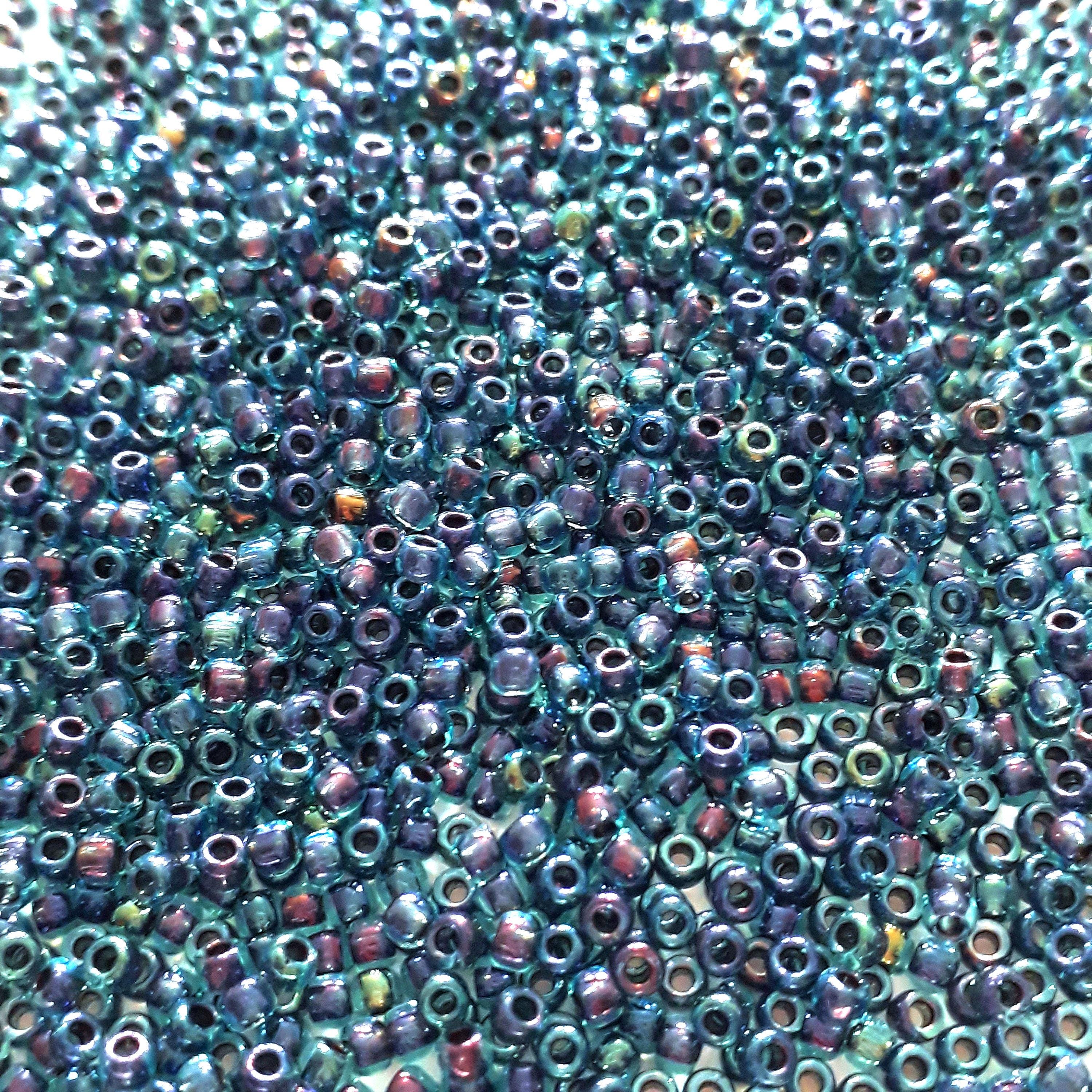 Aqua / Jet-Lined TOHO Seed Glass 11/0 - 10g